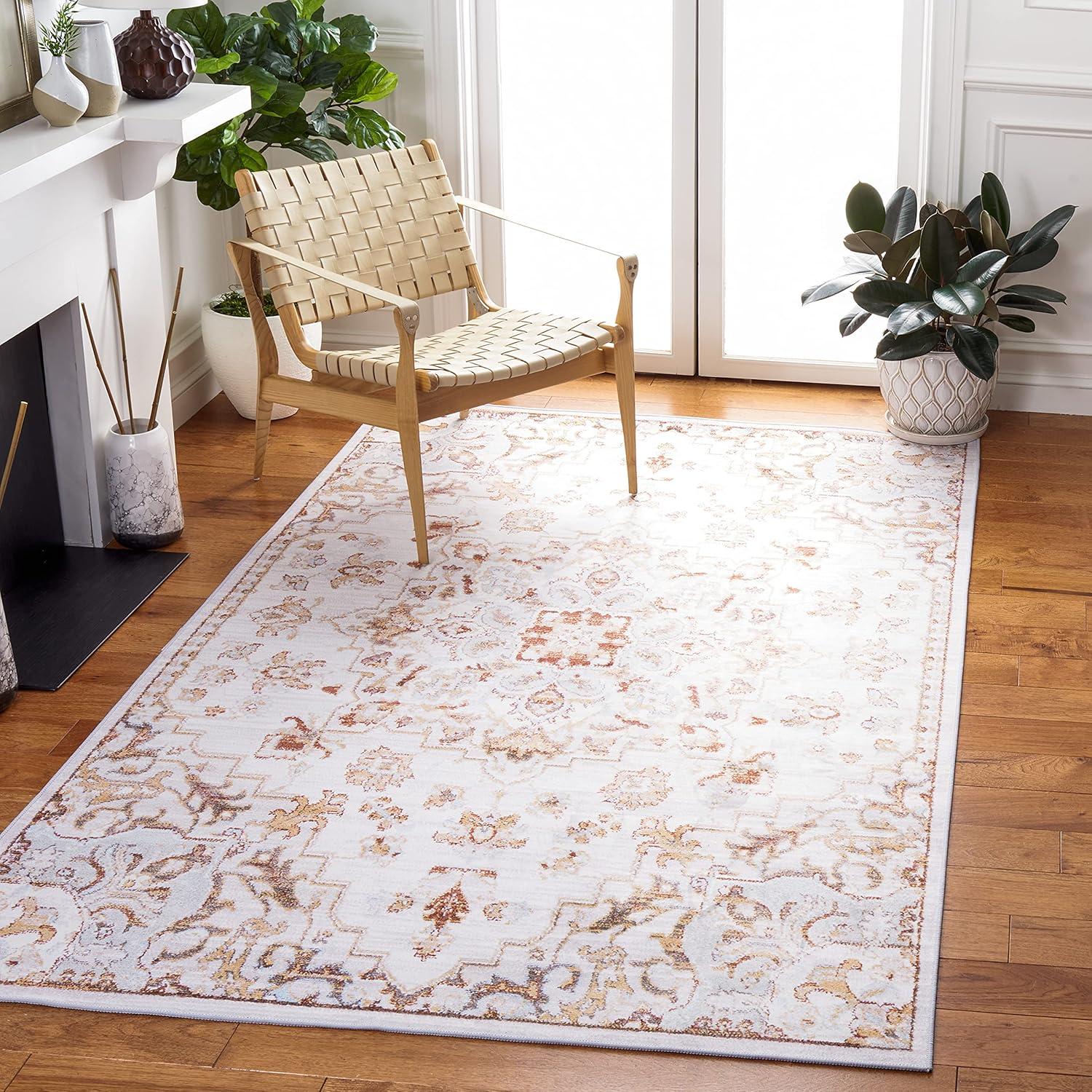 image:imageSAFAVIEH Washable Rug Tucson Collection 8 x 10 Beige amp Grey Slip Resistant amp Easy to Clean Ideal for Living Room Bedroom Dining Space TSN103BBeigeGrey