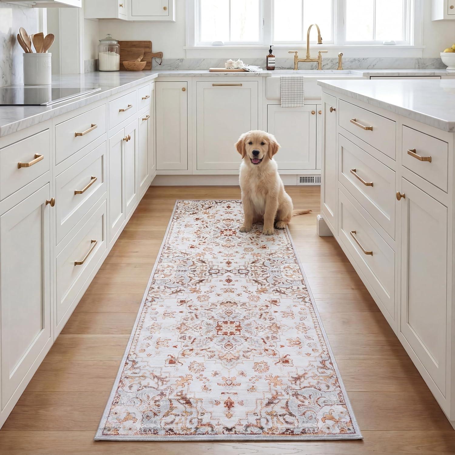image:imageSAFAVIEH Washable Rug Tucson Collection 8 x 10 Beige amp Grey Slip Resistant amp Easy to Clean Ideal for Living Room Bedroom Dining Space TSN103BBeigeGrey
