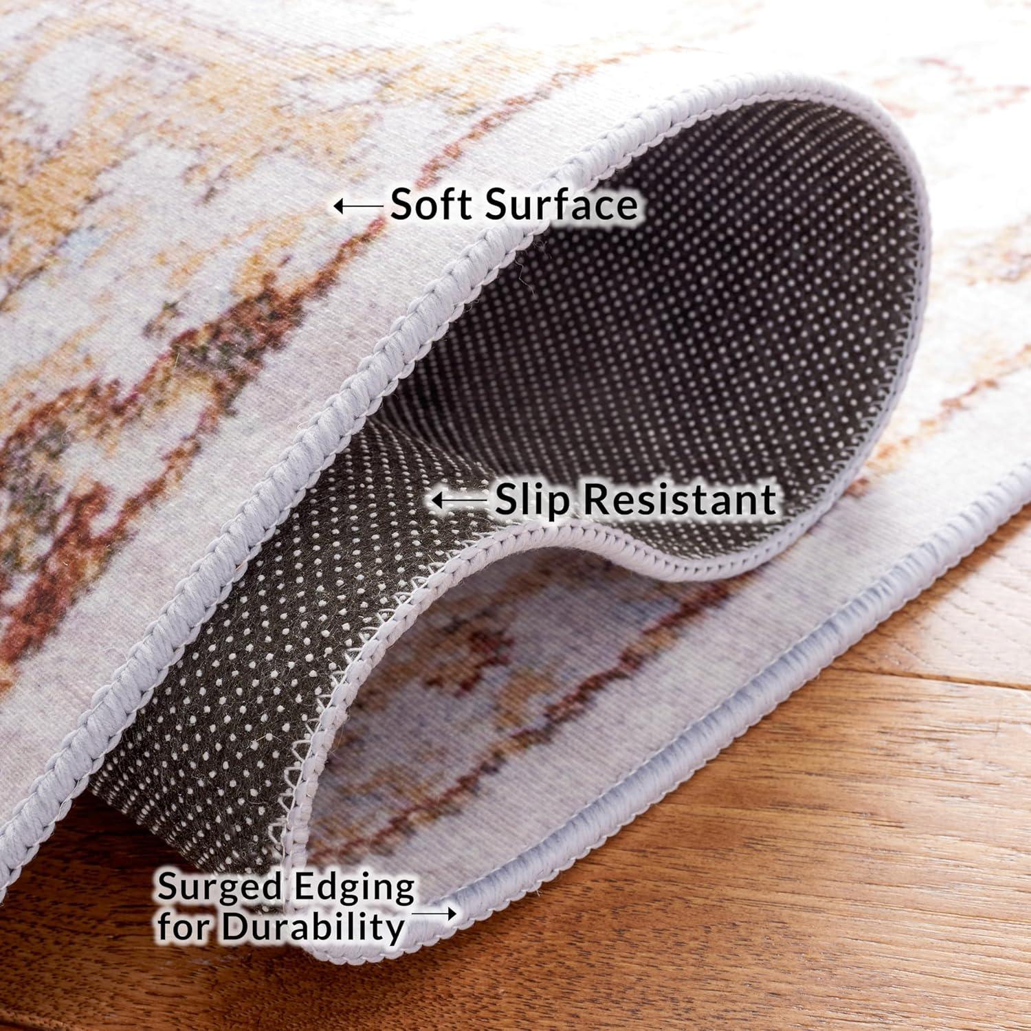 image:imageSAFAVIEH Washable Rug Tucson Collection 8 x 10 Beige amp Grey Slip Resistant amp Easy to Clean Ideal for Living Room Bedroom Dining Space TSN103BBeigeGrey