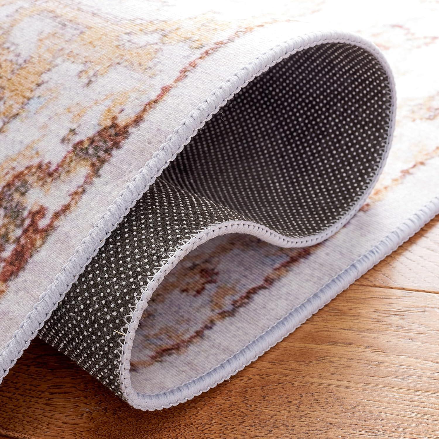 image:imageSAFAVIEH Washable Rug Tucson Collection 8 x 10 Beige amp Grey Slip Resistant amp Easy to Clean Ideal for Living Room Bedroom Dining Space TSN103BBeigeGrey