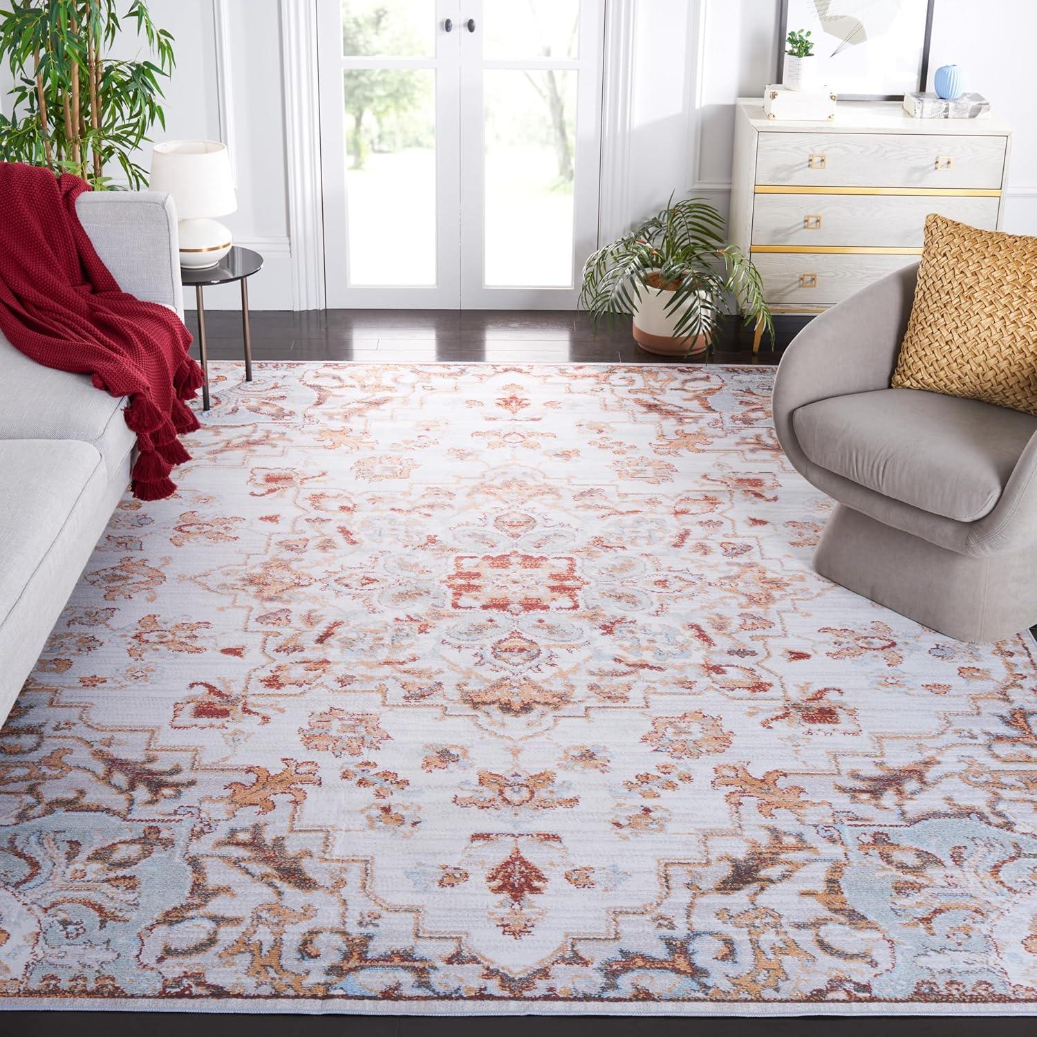 image:imageSAFAVIEH Washable Rug Tucson Collection 8 x 10 Beige amp Grey Slip Resistant amp Easy to Clean Ideal for Living Room Bedroom Dining Space TSN103BBeigeGrey