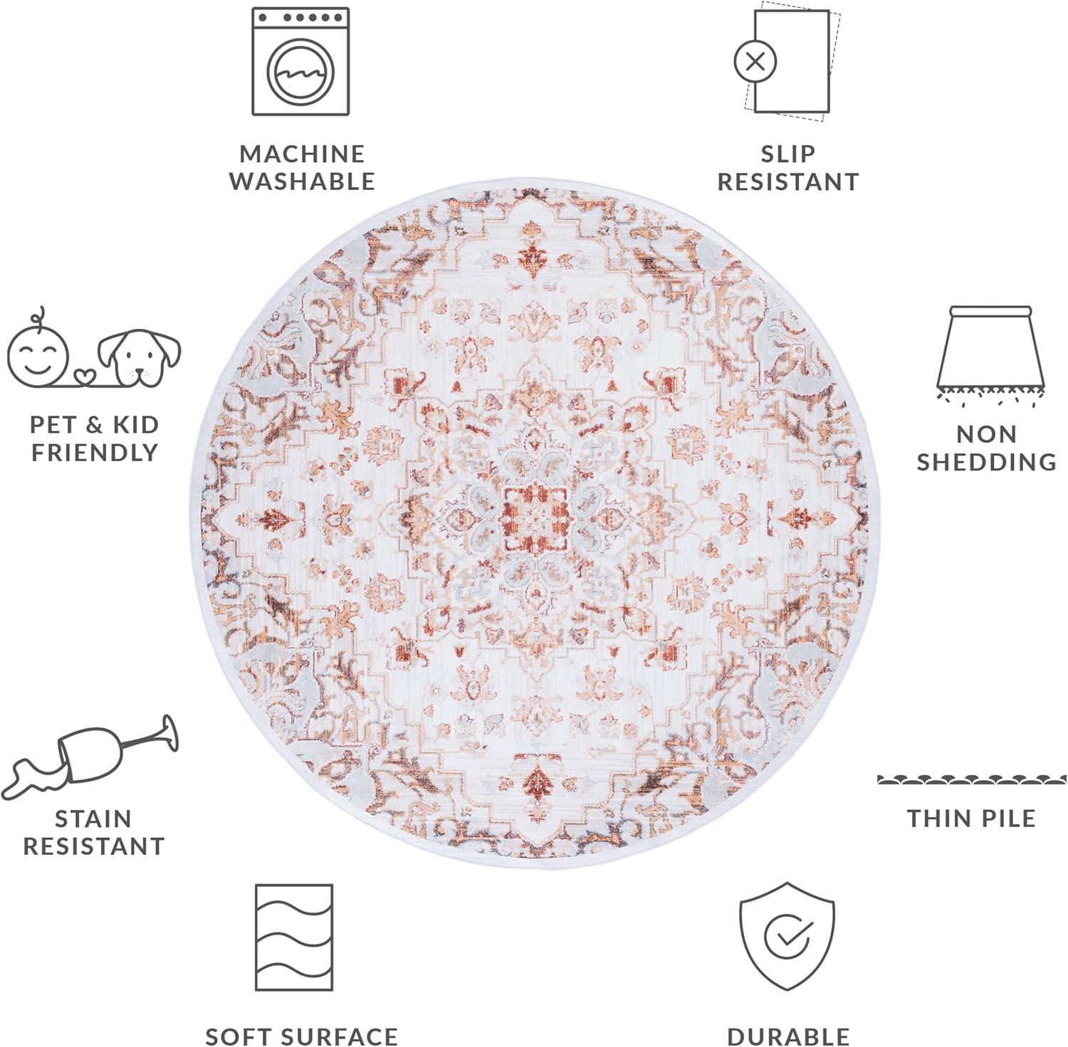 image:imageSAFAVIEH Washable Rug Tucson Collection 8 x 10 Beige amp Grey Slip Resistant amp Easy to Clean Ideal for Living Room Bedroom Dining Space TSN103BBeigeGrey