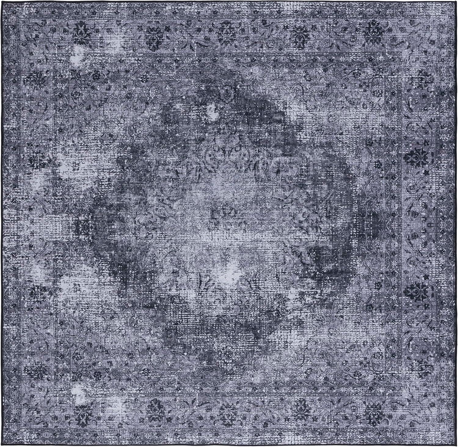 image:imageSAFAVIEH Washable Rug Tucson Collection 8 x 10 Black amp Grey Slip Resistant amp Easy to Clean Ideal for Living Room Bedroom Dining Space TSN190ZBlackGrey