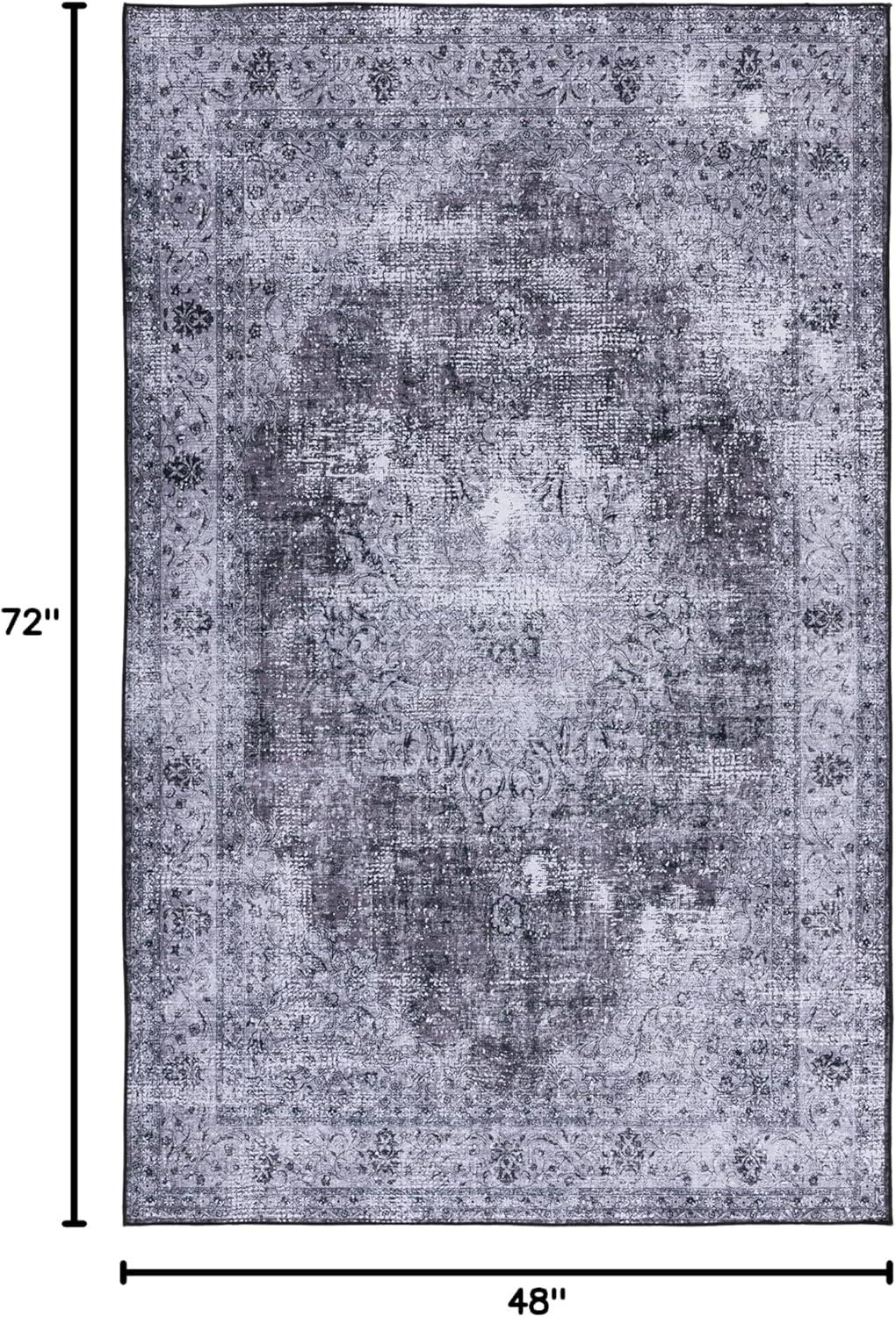 image:imageSAFAVIEH Washable Rug Tucson Collection 8 x 10 Black amp Grey Slip Resistant amp Easy to Clean Ideal for Living Room Bedroom Dining Space TSN190ZBlackGrey
