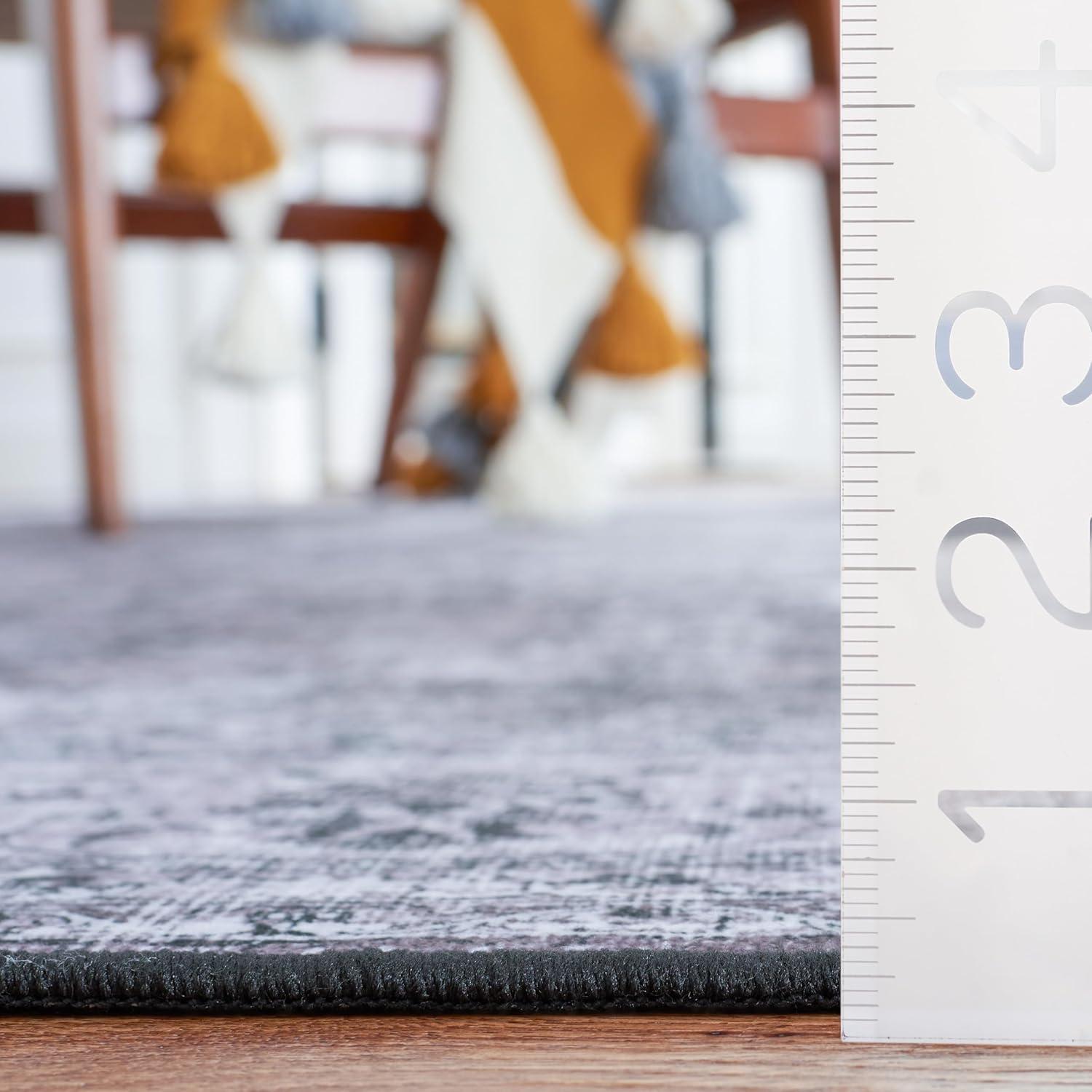 image:imageSAFAVIEH Washable Rug Tucson Collection 8 x 10 Black amp Grey Slip Resistant amp Easy to Clean Ideal for Living Room Bedroom Dining Space TSN190ZBlackGrey
