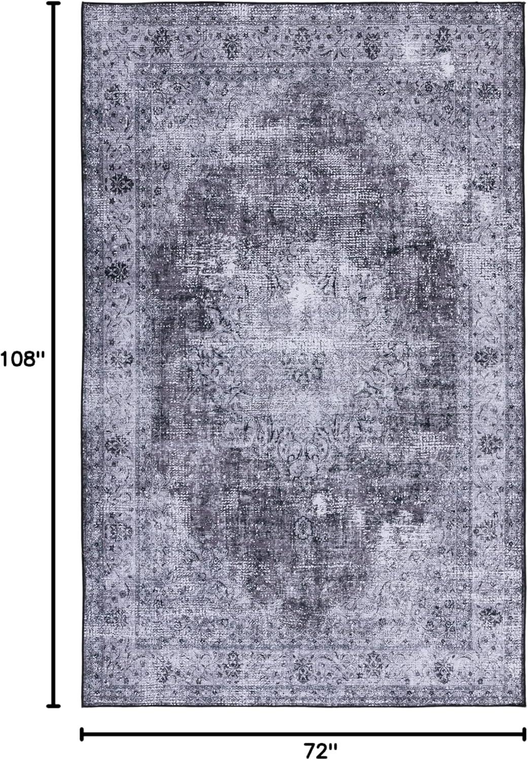 image:imageSAFAVIEH Washable Rug Tucson Collection 8 x 10 Black amp Grey Slip Resistant amp Easy to Clean Ideal for Living Room Bedroom Dining Space TSN190ZBlackGrey