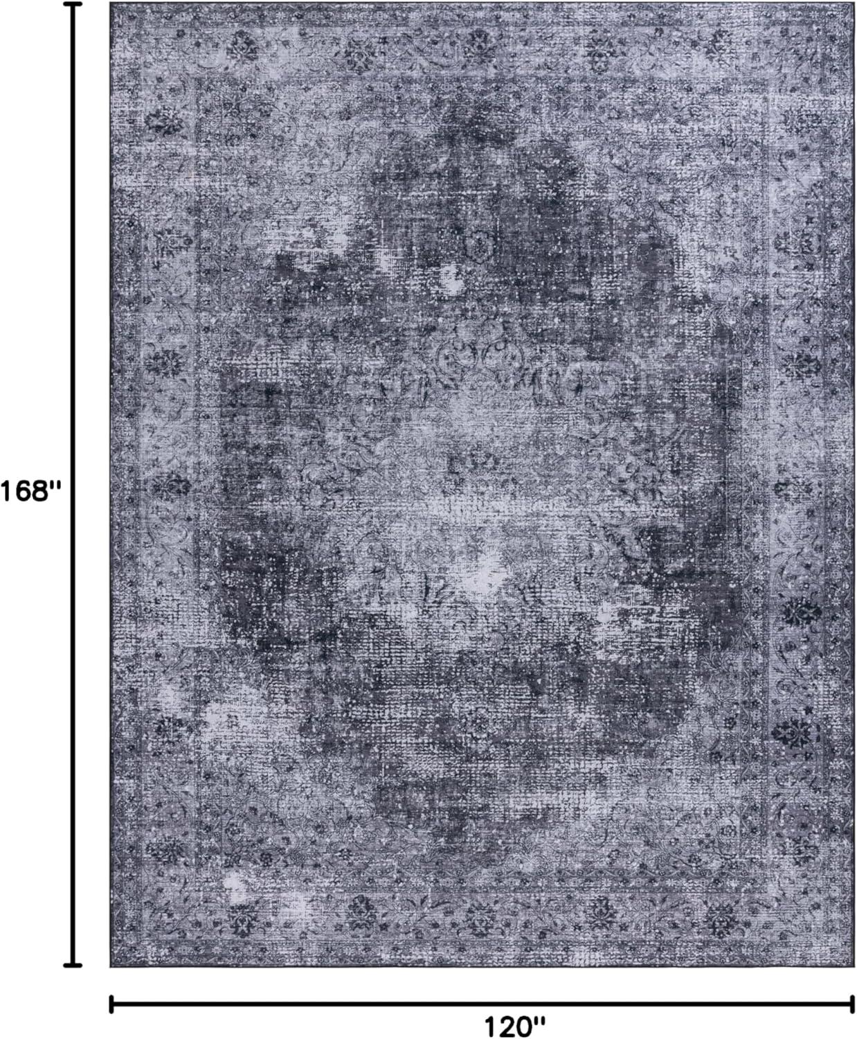 image:imageSAFAVIEH Washable Rug Tucson Collection 8 x 10 Black amp Grey Slip Resistant amp Easy to Clean Ideal for Living Room Bedroom Dining Space TSN190ZBlackGrey