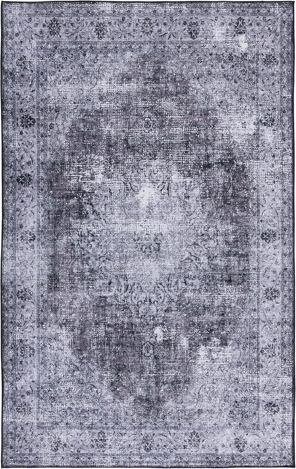 image:imageSAFAVIEH Washable Rug Tucson Collection 8 x 10 Black amp Grey Slip Resistant amp Easy to Clean Ideal for Living Room Bedroom Dining Space TSN190ZBlackGrey