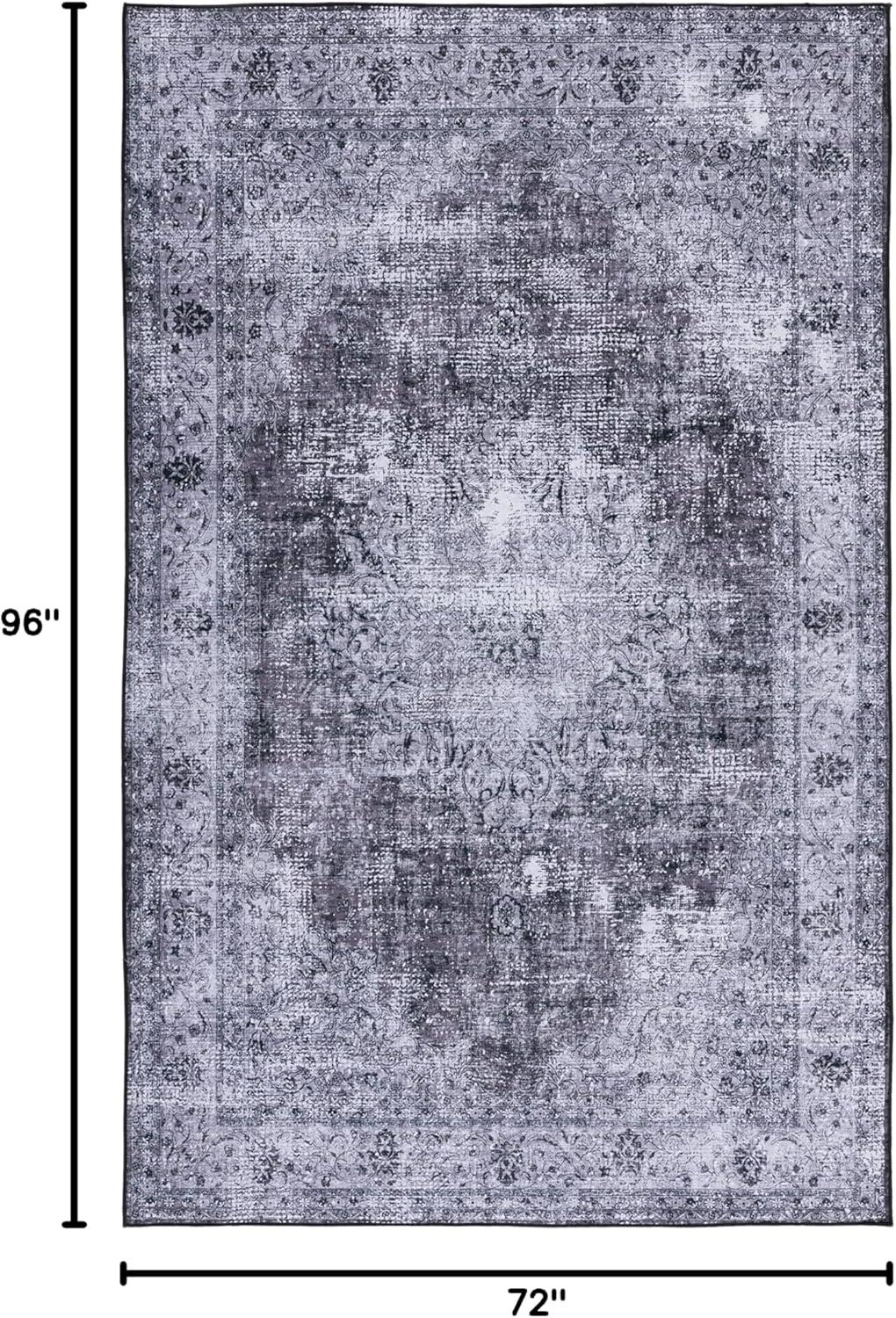 image:imageSAFAVIEH Washable Rug Tucson Collection 8 x 10 Black amp Grey Slip Resistant amp Easy to Clean Ideal for Living Room Bedroom Dining Space TSN190ZBlackGrey
