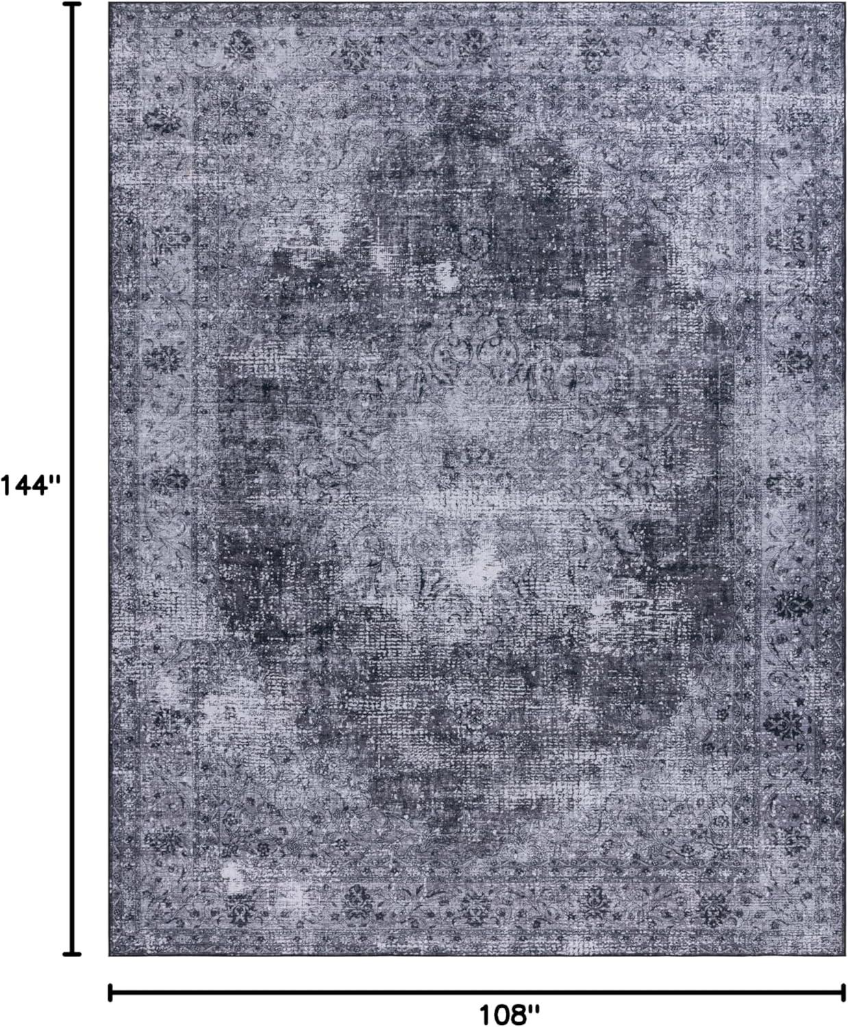 image:imageSAFAVIEH Washable Rug Tucson Collection 8 x 10 Black amp Grey Slip Resistant amp Easy to Clean Ideal for Living Room Bedroom Dining Space TSN190ZBlackGrey