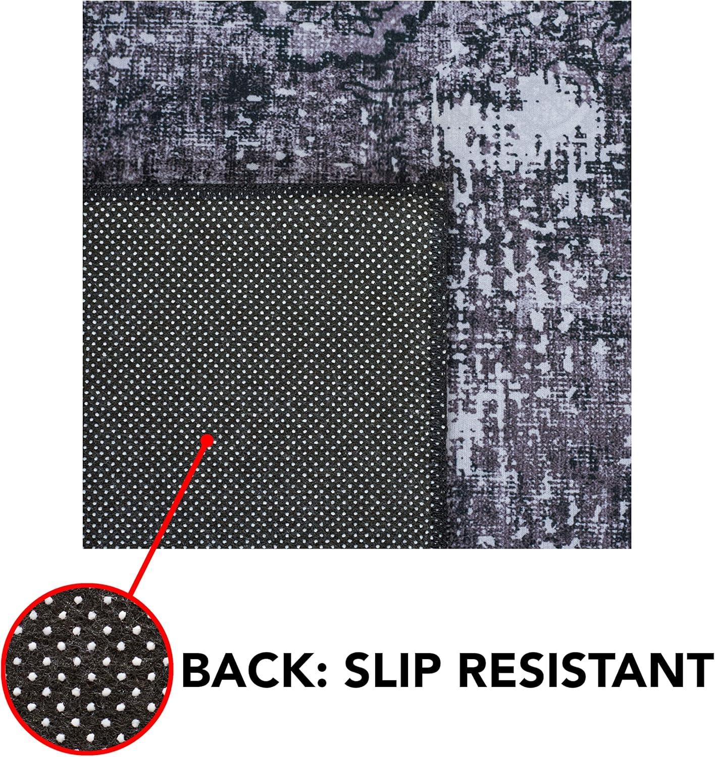 image:imageSAFAVIEH Washable Rug Tucson Collection 8 x 10 Black amp Grey Slip Resistant amp Easy to Clean Ideal for Living Room Bedroom Dining Space TSN190ZBlackGrey