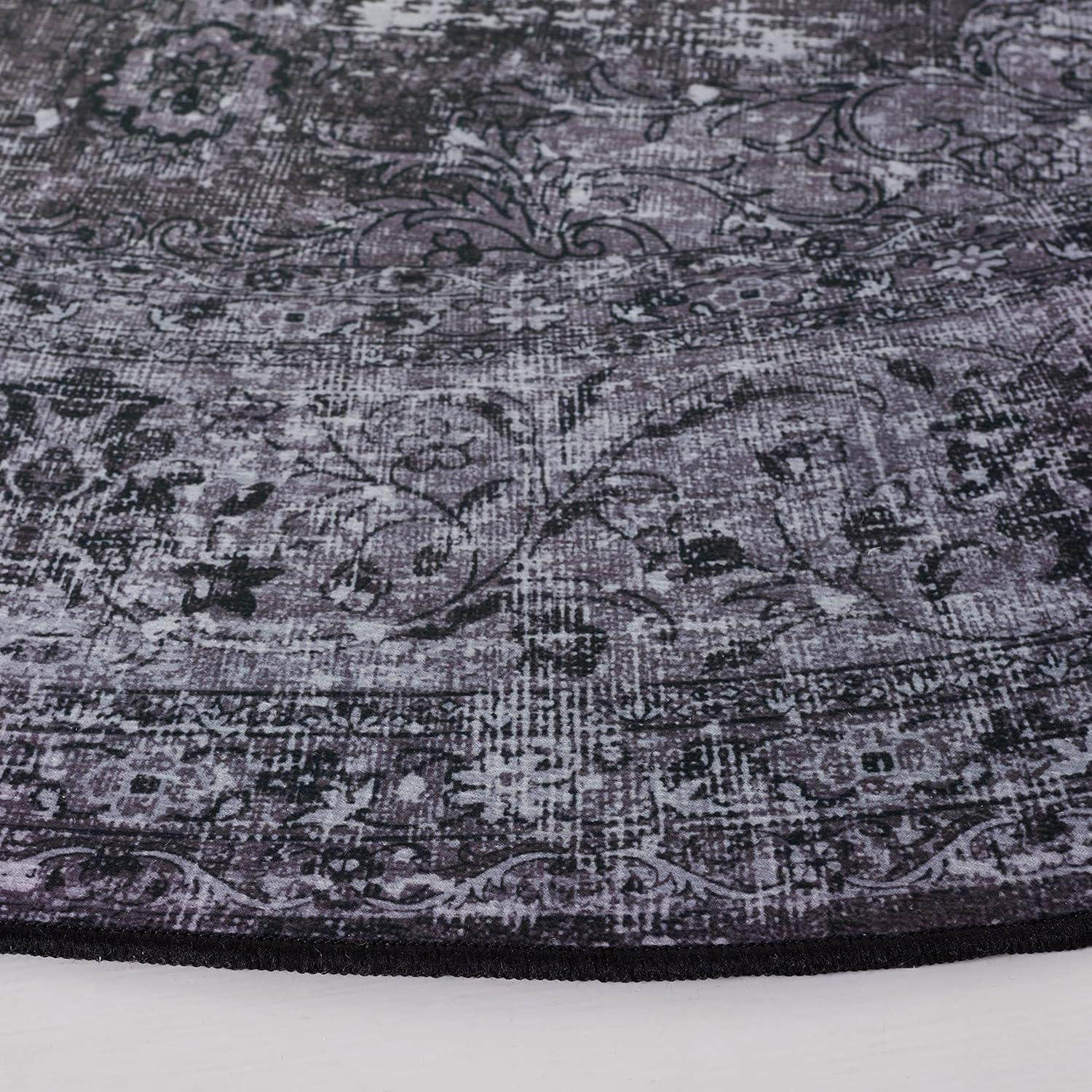 image:imageSAFAVIEH Washable Rug Tucson Collection 8 x 10 Black amp Grey Slip Resistant amp Easy to Clean Ideal for Living Room Bedroom Dining Space TSN190ZBlackGrey