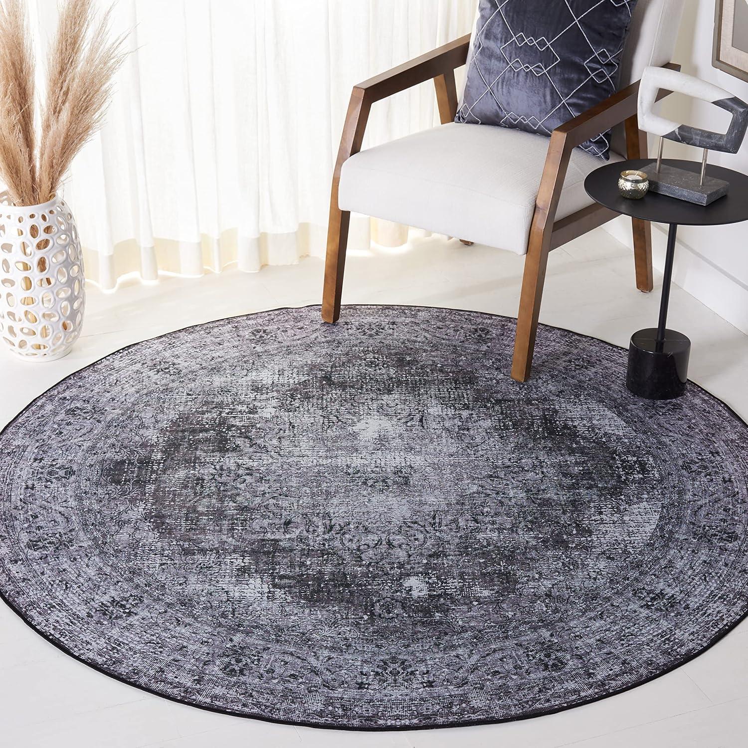 image:imageSAFAVIEH Washable Rug Tucson Collection 8 x 10 Black amp Grey Slip Resistant amp Easy to Clean Ideal for Living Room Bedroom Dining Space TSN190ZBlackGrey
