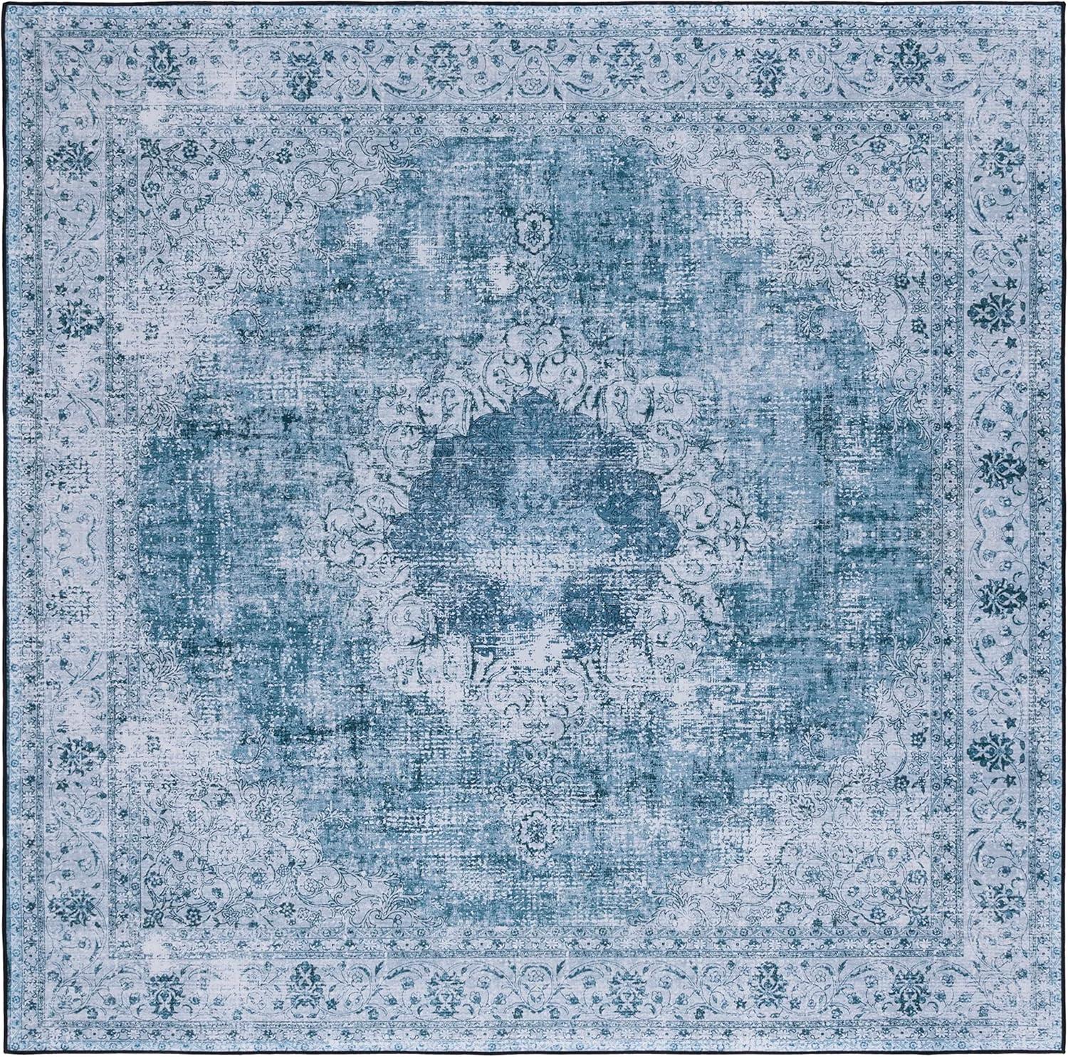 image:imageSAFAVIEH Washable Rug Tucson Collection 8 x 10 Black amp Grey Slip Resistant amp Easy to Clean Ideal for Living Room Bedroom Dining Space TSN190ZGreenGrey