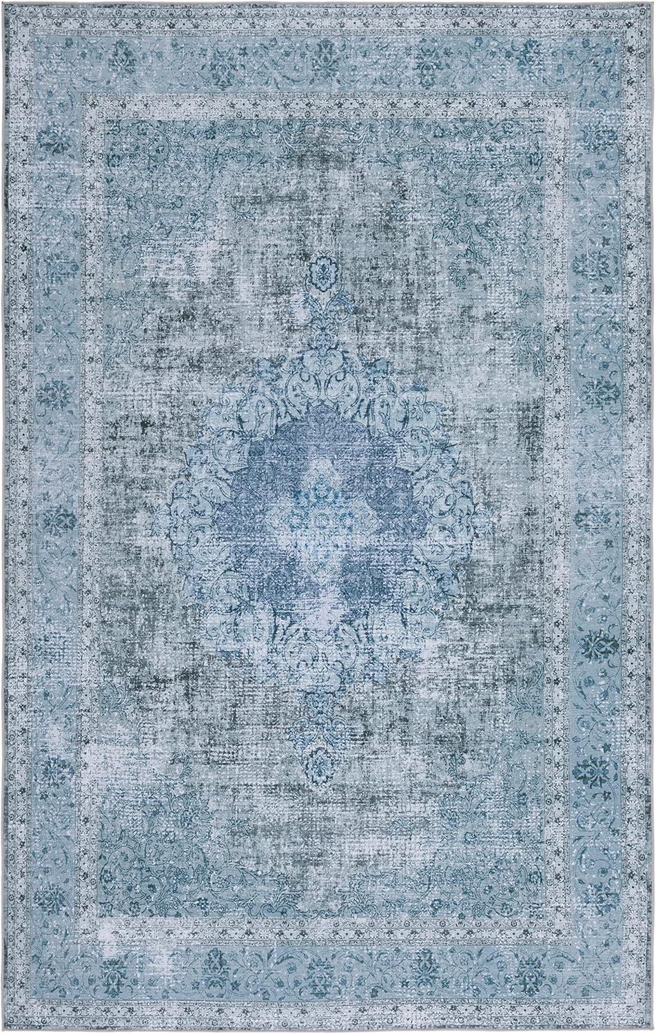 image:imageSAFAVIEH Washable Rug Tucson Collection 8 x 10 Black amp Grey Slip Resistant amp Easy to Clean Ideal for Living Room Bedroom Dining Space TSN190ZGreen