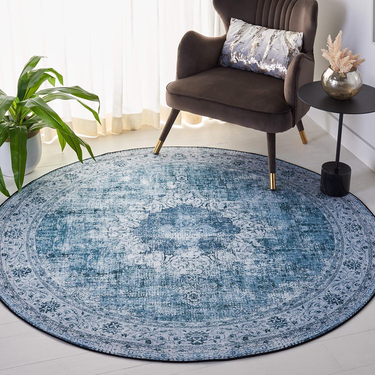 image:imageSAFAVIEH Washable Rug Tucson Collection 8 x 10 Black amp Grey Slip Resistant amp Easy to Clean Ideal for Living Room Bedroom Dining Space TSN190ZGreenGrey