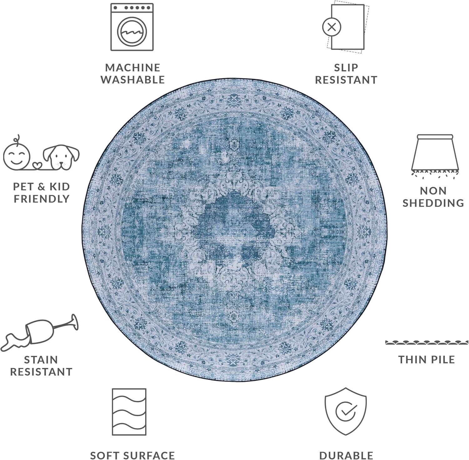 image:imageSAFAVIEH Washable Rug Tucson Collection 8 x 10 Black amp Grey Slip Resistant amp Easy to Clean Ideal for Living Room Bedroom Dining Space TSN190ZGreenGrey