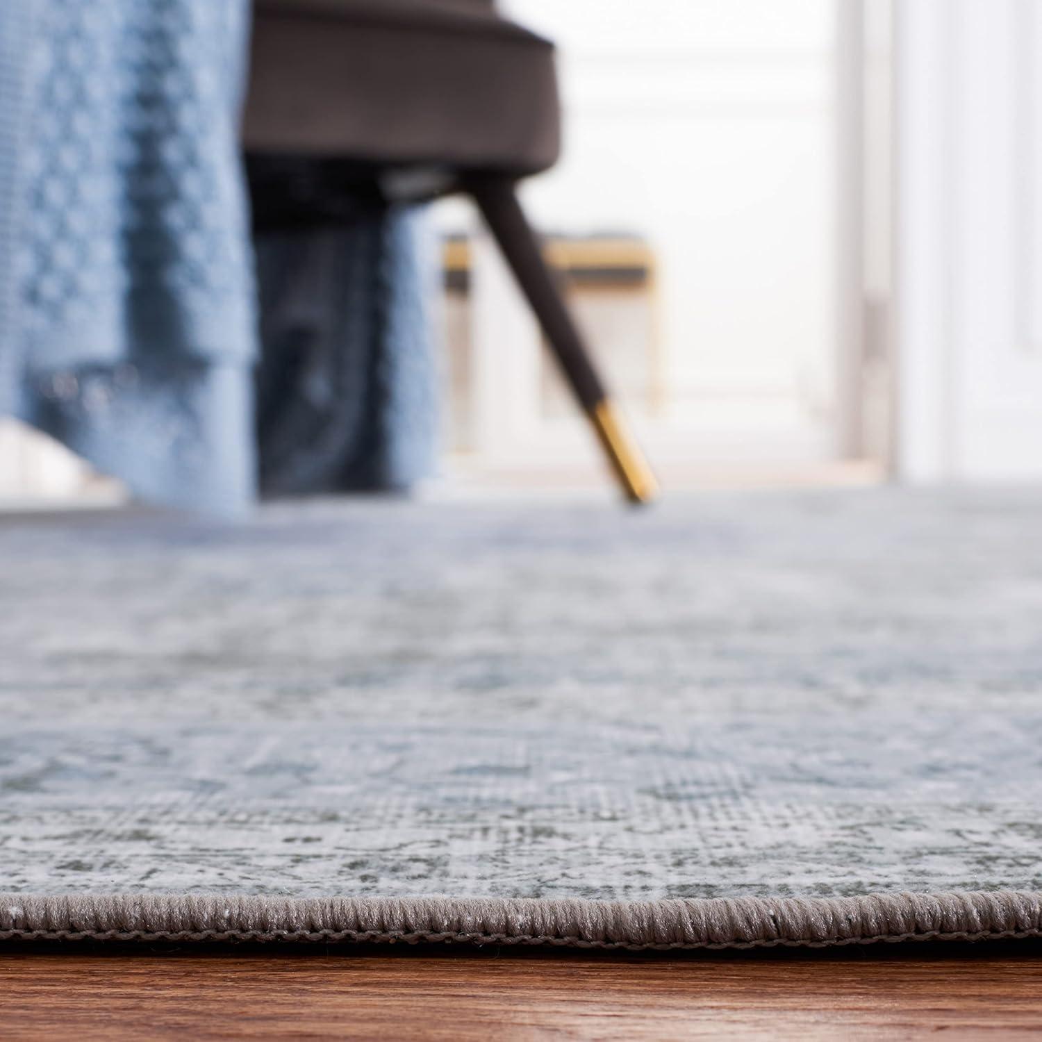 image:imageSAFAVIEH Washable Rug Tucson Collection 8 x 10 Black amp Grey Slip Resistant amp Easy to Clean Ideal for Living Room Bedroom Dining Space TSN190ZGreen