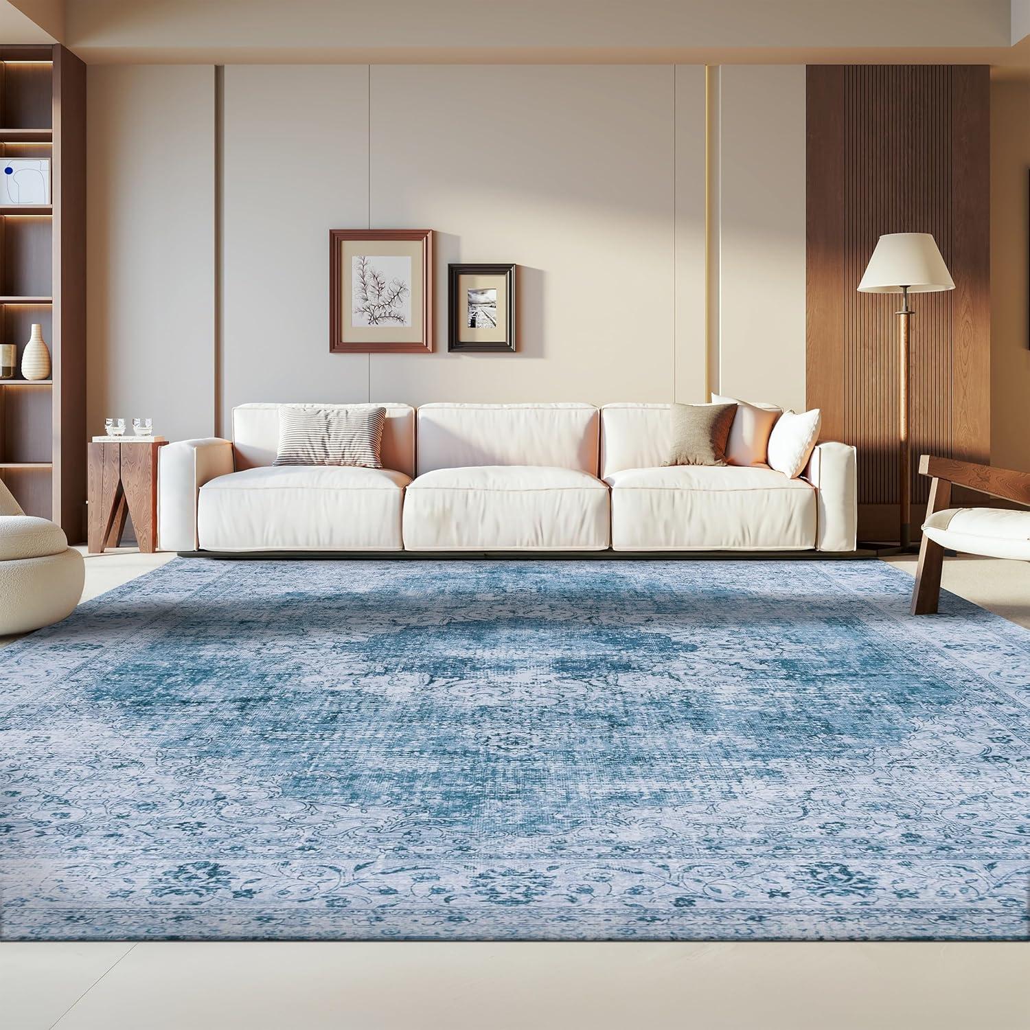 image:imageSAFAVIEH Washable Rug Tucson Collection 8 x 10 Black amp Grey Slip Resistant amp Easy to Clean Ideal for Living Room Bedroom Dining Space TSN190ZGreenGrey