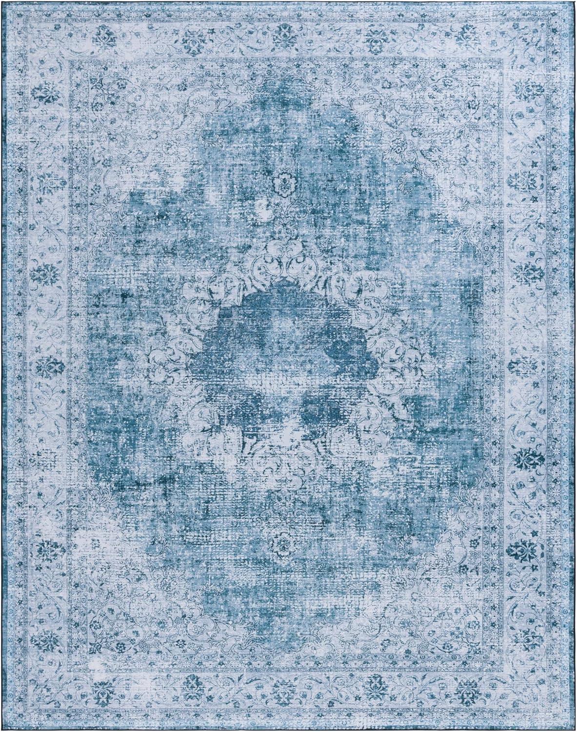 image:imageSAFAVIEH Washable Rug Tucson Collection 8 x 10 Black amp Grey Slip Resistant amp Easy to Clean Ideal for Living Room Bedroom Dining Space TSN190ZGreenGrey
