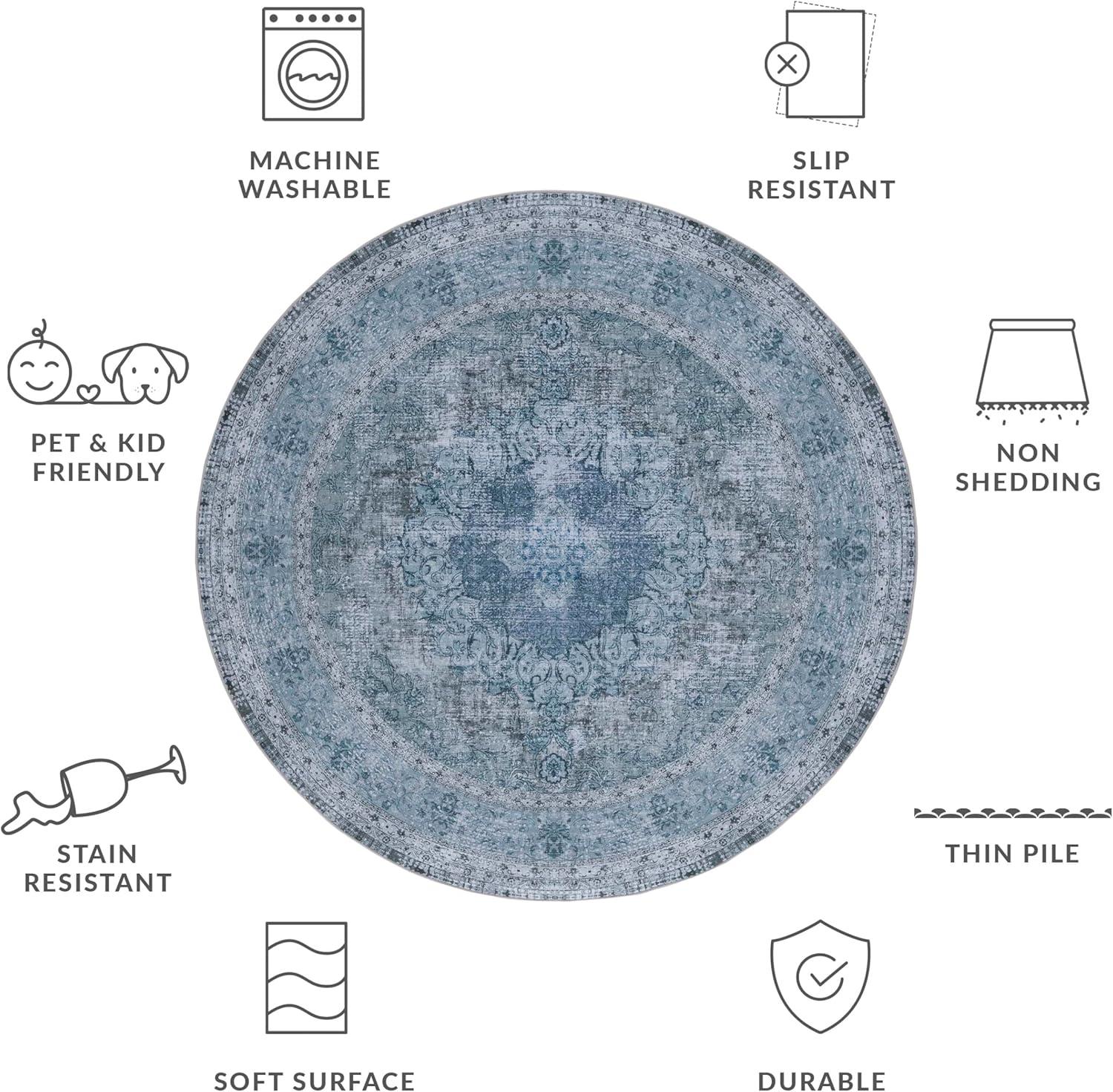 image:imageSAFAVIEH Washable Rug Tucson Collection 8 x 10 Black amp Grey Slip Resistant amp Easy to Clean Ideal for Living Room Bedroom Dining Space TSN190ZGreen