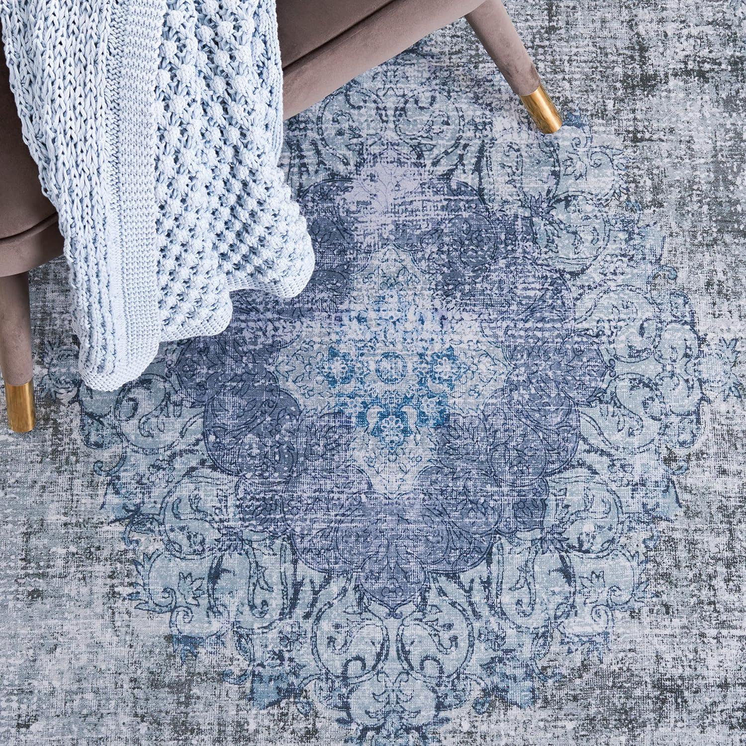 image:imageSAFAVIEH Washable Rug Tucson Collection 8 x 10 Black amp Grey Slip Resistant amp Easy to Clean Ideal for Living Room Bedroom Dining Space TSN190ZGreen