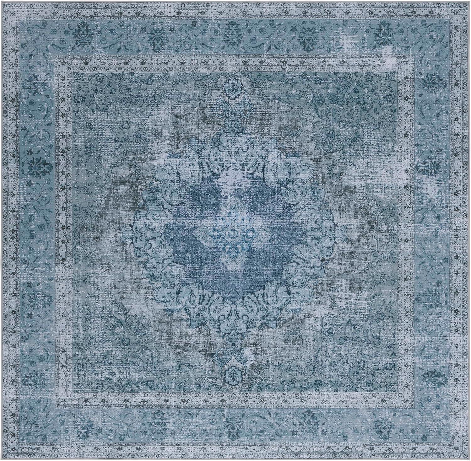 image:imageSAFAVIEH Washable Rug Tucson Collection 8 x 10 Black amp Grey Slip Resistant amp Easy to Clean Ideal for Living Room Bedroom Dining Space TSN190ZGreen