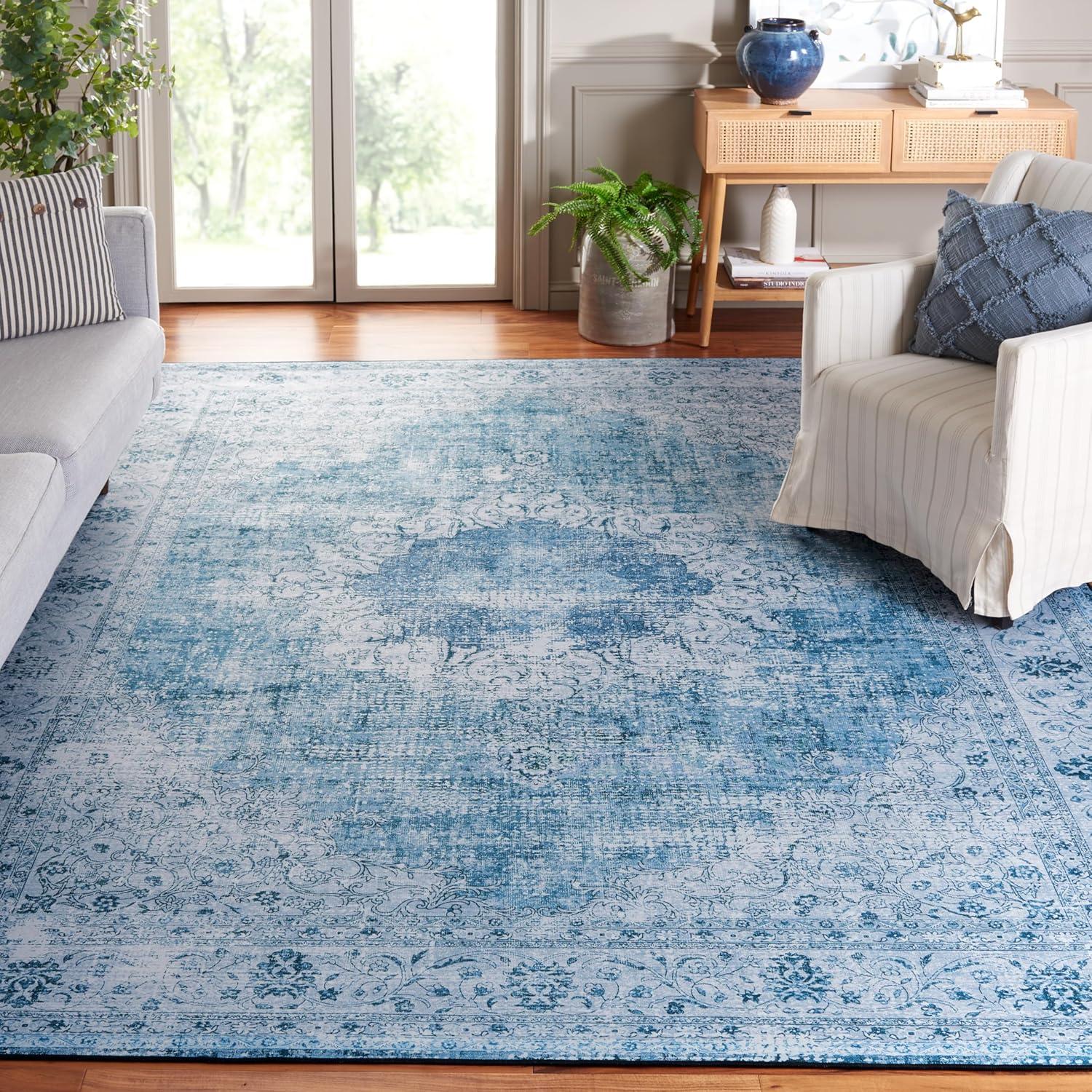 image:imageSAFAVIEH Washable Rug Tucson Collection 8 x 10 Black amp Grey Slip Resistant amp Easy to Clean Ideal for Living Room Bedroom Dining Space TSN190ZGreenGrey