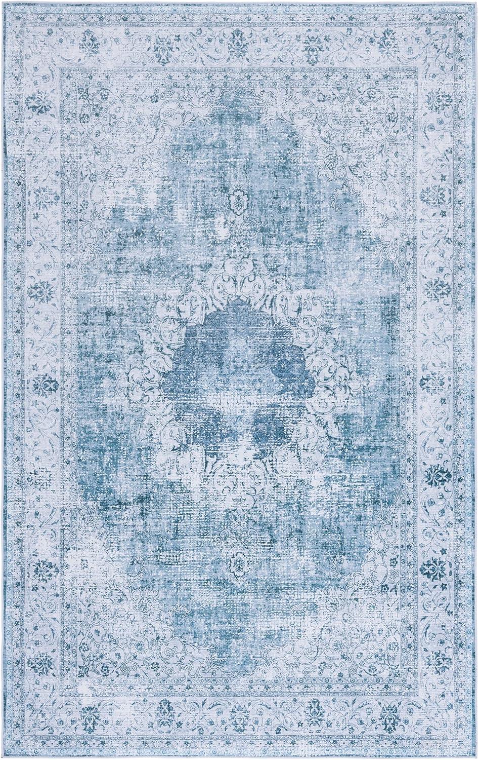 image:imageSAFAVIEH Washable Rug Tucson Collection 8 x 10 Black amp Grey Slip Resistant amp Easy to Clean Ideal for Living Room Bedroom Dining Space TSN190ZGreenGrey