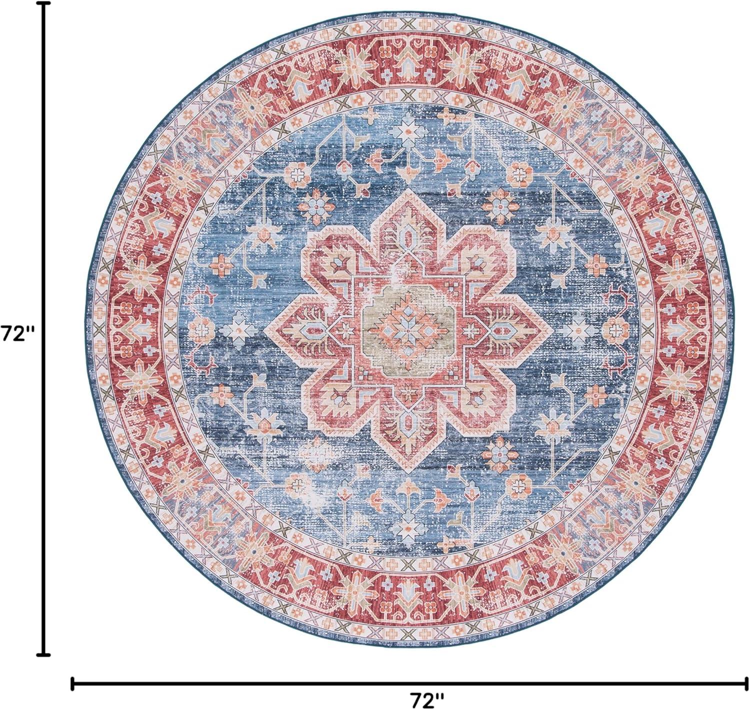 image:imageSAFAVIEH Washable Rug Tucson Collection 8 x 10 Blue amp Rust Slip Resistant amp Easy to Clean Ideal for Living Room Bedroom Dining Space TSN110MBlueRust