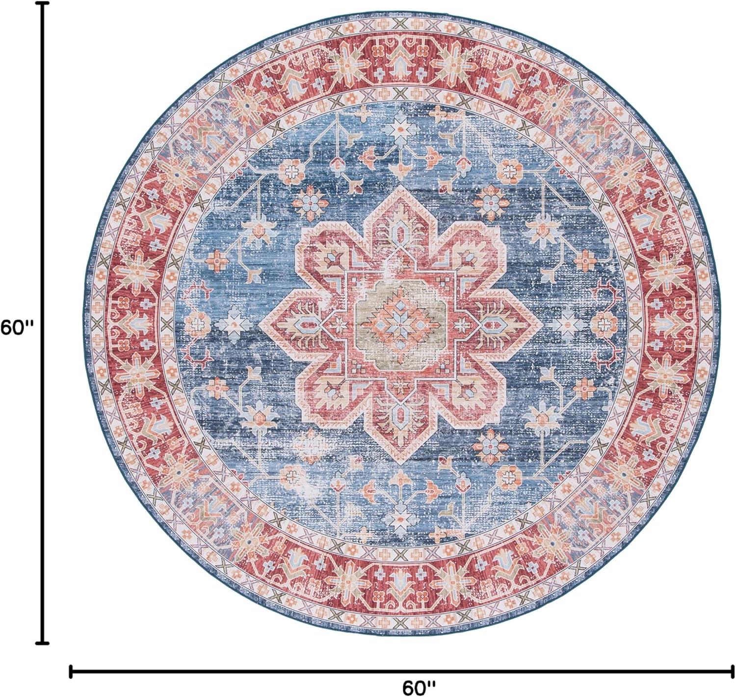 image:imageSAFAVIEH Washable Rug Tucson Collection 8 x 10 Blue amp Rust Slip Resistant amp Easy to Clean Ideal for Living Room Bedroom Dining Space TSN110MBlueRust
