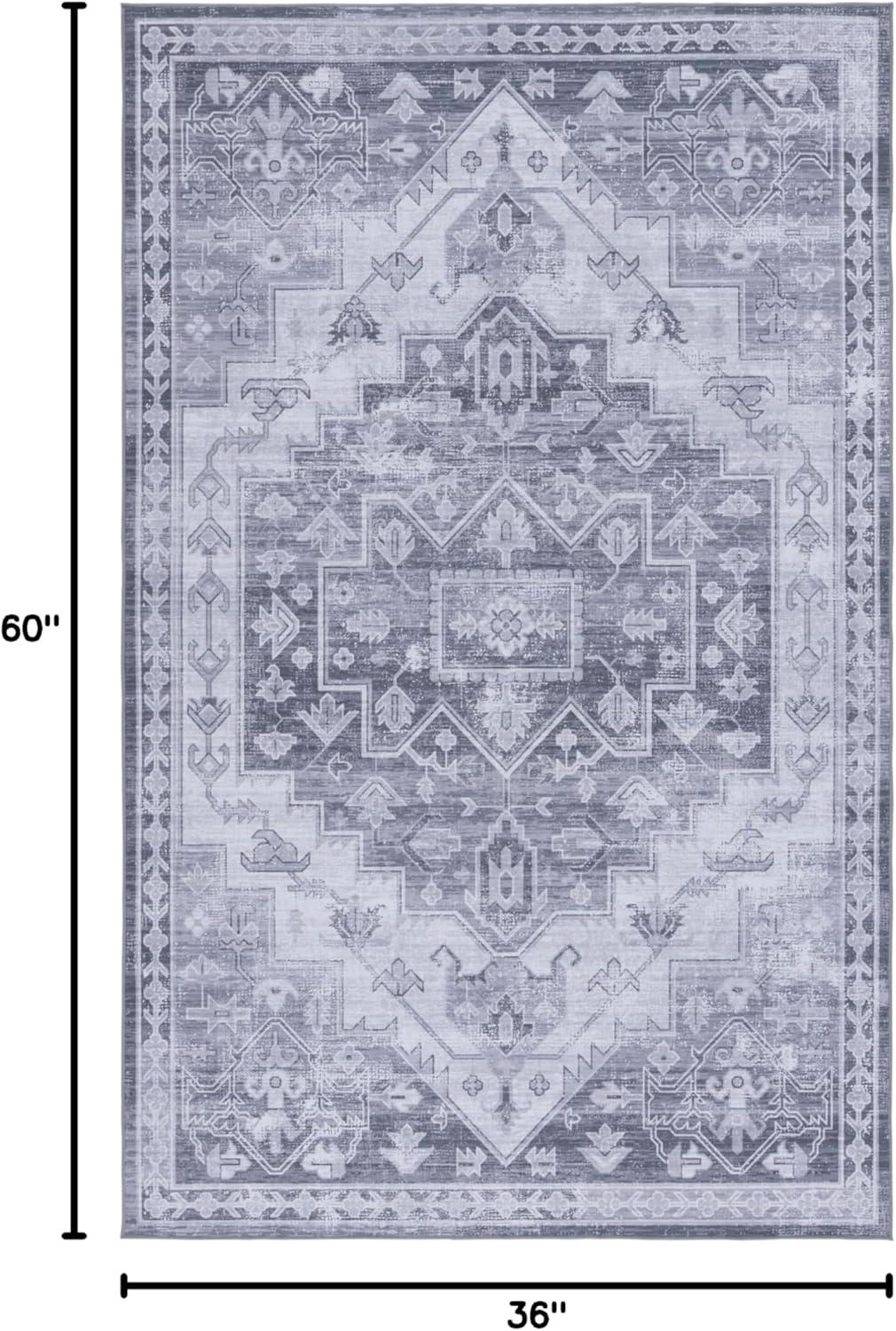 image:imageSAFAVIEH Washable Rug Tucson Collection 8 x 10 Blue amp Rust Slip Resistant amp Easy to Clean Ideal for Living Room Bedroom Dining Space TSN116MGreyLight Grey