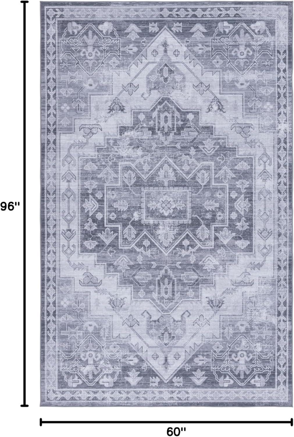 image:imageSAFAVIEH Washable Rug Tucson Collection 8 x 10 Blue amp Rust Slip Resistant amp Easy to Clean Ideal for Living Room Bedroom Dining Space TSN116MGreyLight Grey