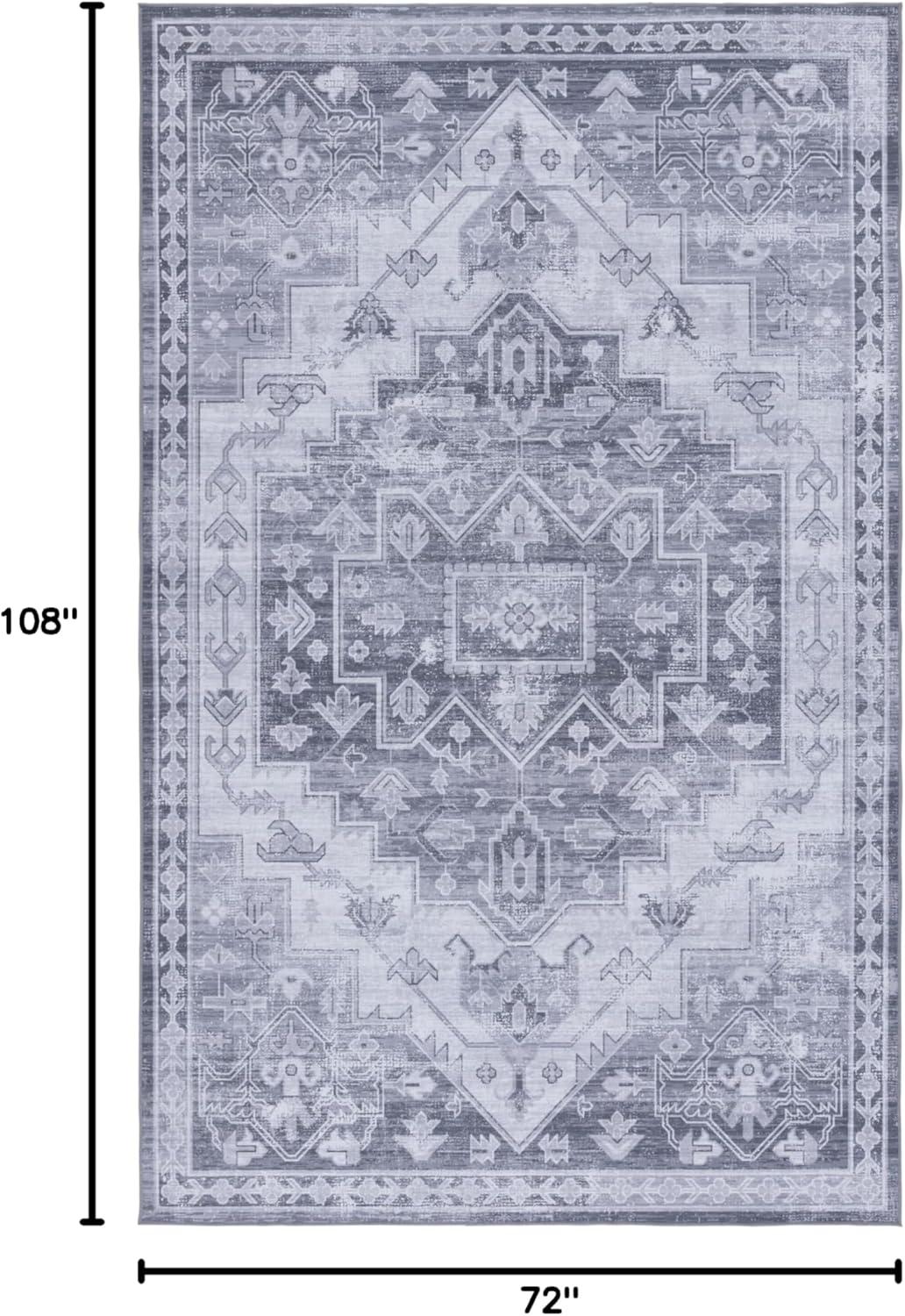 image:imageSAFAVIEH Washable Rug Tucson Collection 8 x 10 Blue amp Rust Slip Resistant amp Easy to Clean Ideal for Living Room Bedroom Dining Space TSN116MGreyLight Grey