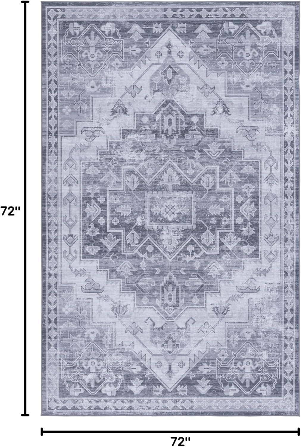 image:imageSAFAVIEH Washable Rug Tucson Collection 8 x 10 Blue amp Rust Slip Resistant amp Easy to Clean Ideal for Living Room Bedroom Dining Space TSN116MGreyLight Grey