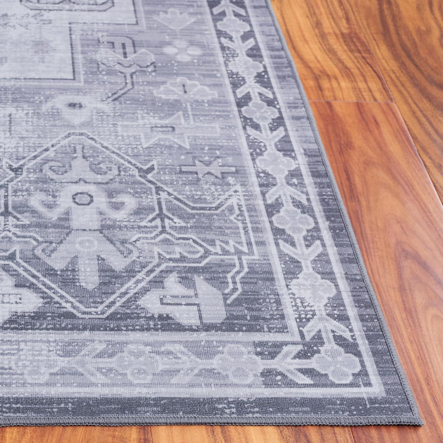image:imageSAFAVIEH Washable Rug Tucson Collection 8 x 10 Blue amp Rust Slip Resistant amp Easy to Clean Ideal for Living Room Bedroom Dining Space TSN116MGreyLight Grey