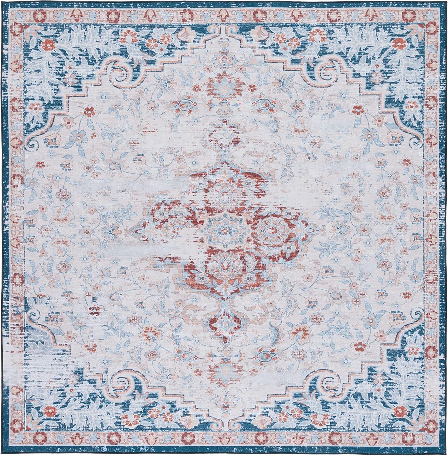 image:imageSAFAVIEH Washable Rug Tucson Collection 8 x 10 Grey amp Rust Slip Resistant amp Easy to Clean Ideal for Living Room Bedroom Dining Space TSN117FBeigeRust