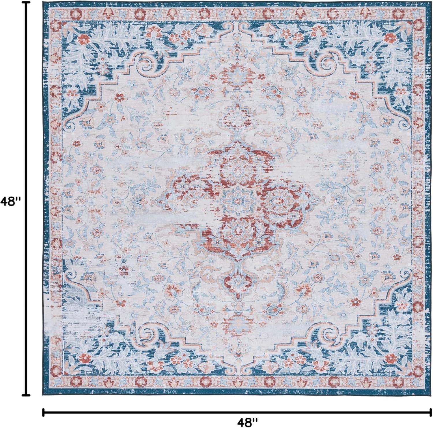 image:imageSAFAVIEH Washable Rug Tucson Collection 8 x 10 Grey amp Rust Slip Resistant amp Easy to Clean Ideal for Living Room Bedroom Dining Space TSN117FBeigeRust