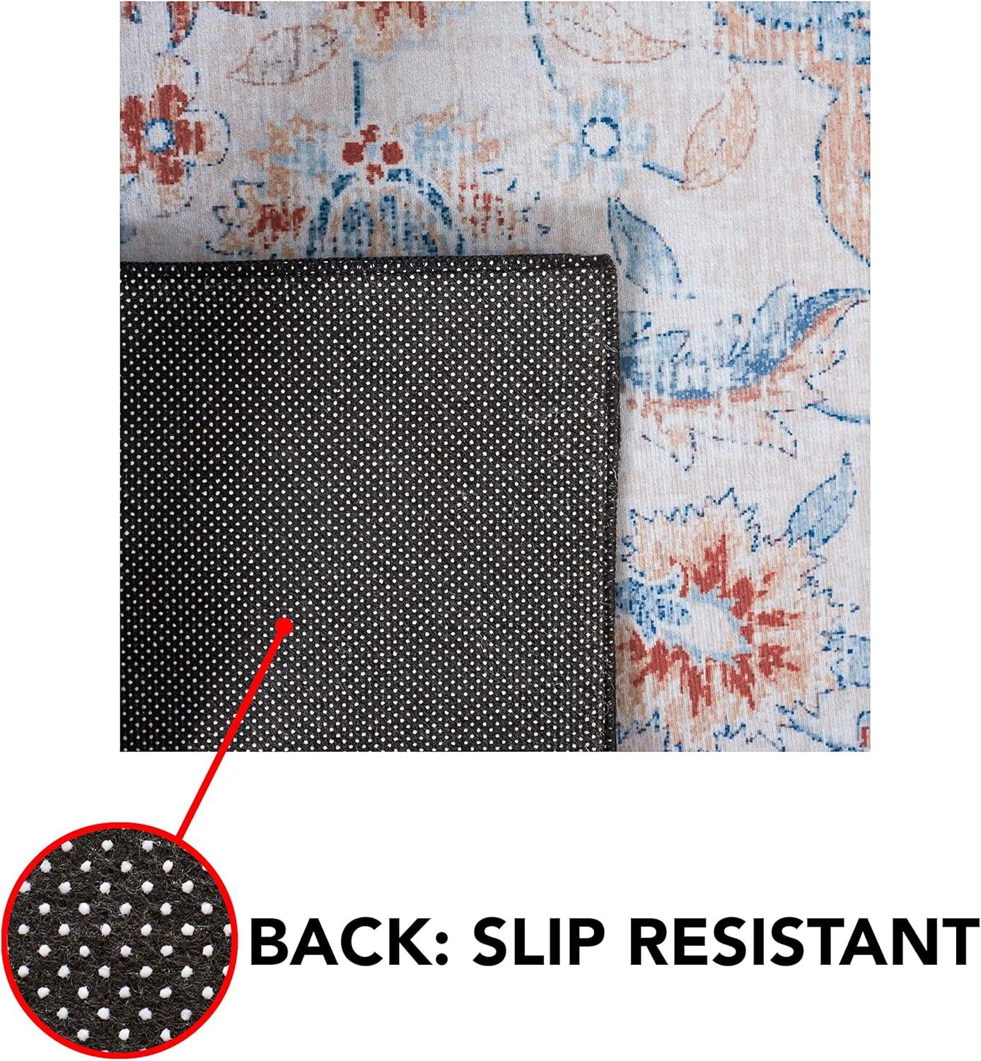 image:imageSAFAVIEH Washable Rug Tucson Collection 8 x 10 Grey amp Rust Slip Resistant amp Easy to Clean Ideal for Living Room Bedroom Dining Space TSN117FBeigeRust