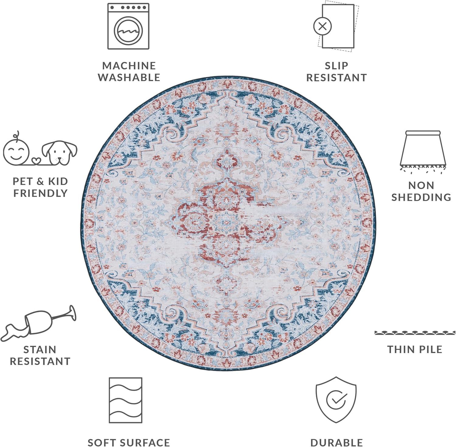 image:imageSAFAVIEH Washable Rug Tucson Collection 8 x 10 Grey amp Rust Slip Resistant amp Easy to Clean Ideal for Living Room Bedroom Dining Space TSN117FBeigeRust