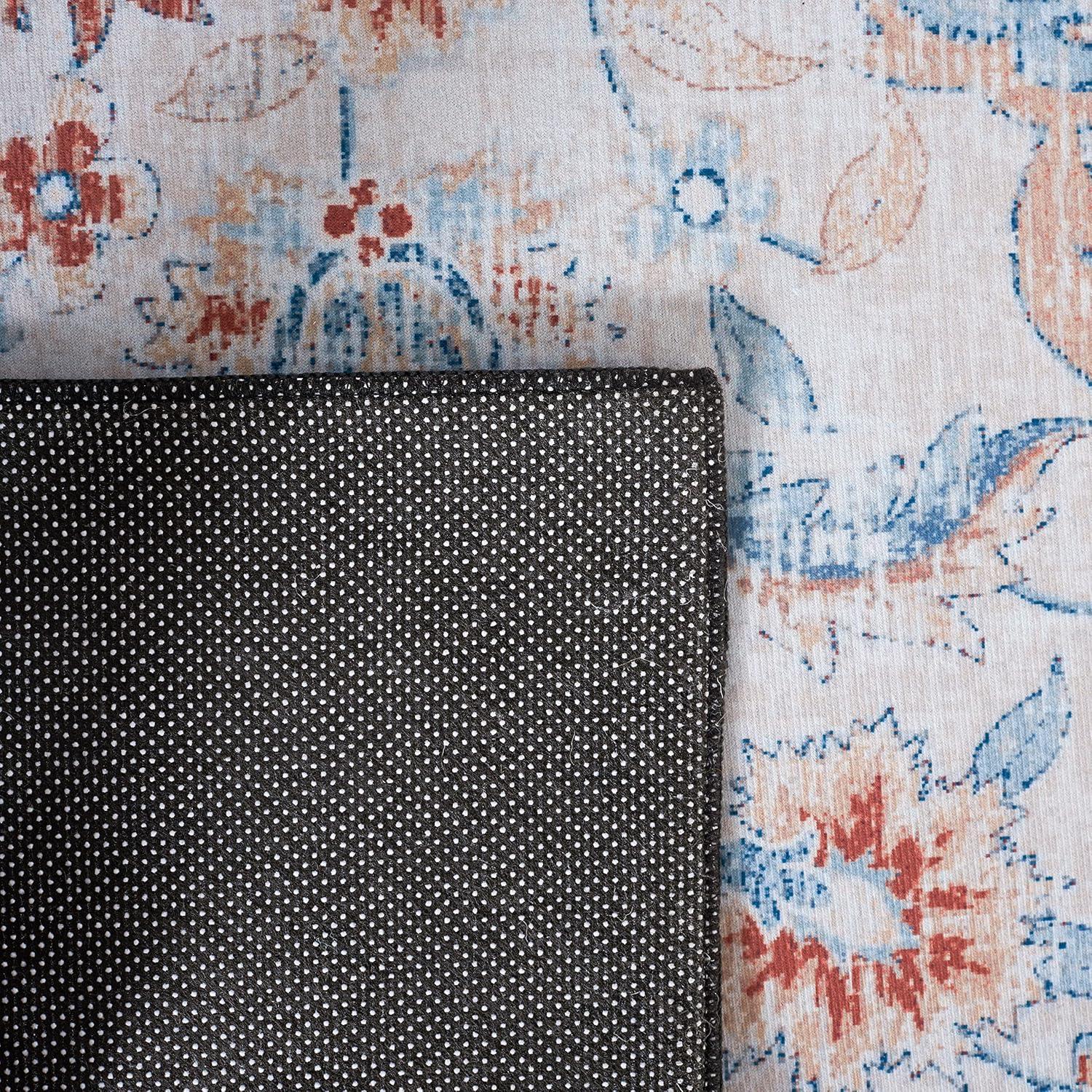 image:imageSAFAVIEH Washable Rug Tucson Collection 8 x 10 Grey amp Rust Slip Resistant amp Easy to Clean Ideal for Living Room Bedroom Dining Space TSN117FBeigeRust