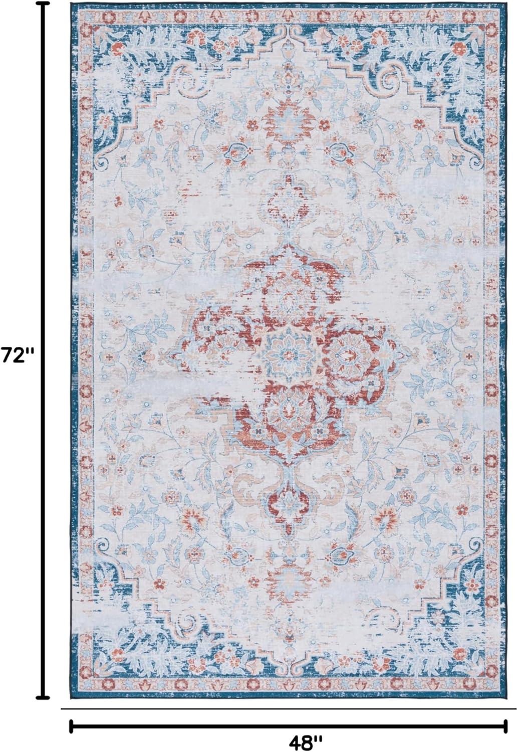 image:imageSAFAVIEH Washable Rug Tucson Collection 8 x 10 Grey amp Rust Slip Resistant amp Easy to Clean Ideal for Living Room Bedroom Dining Space TSN117FBeigeRust