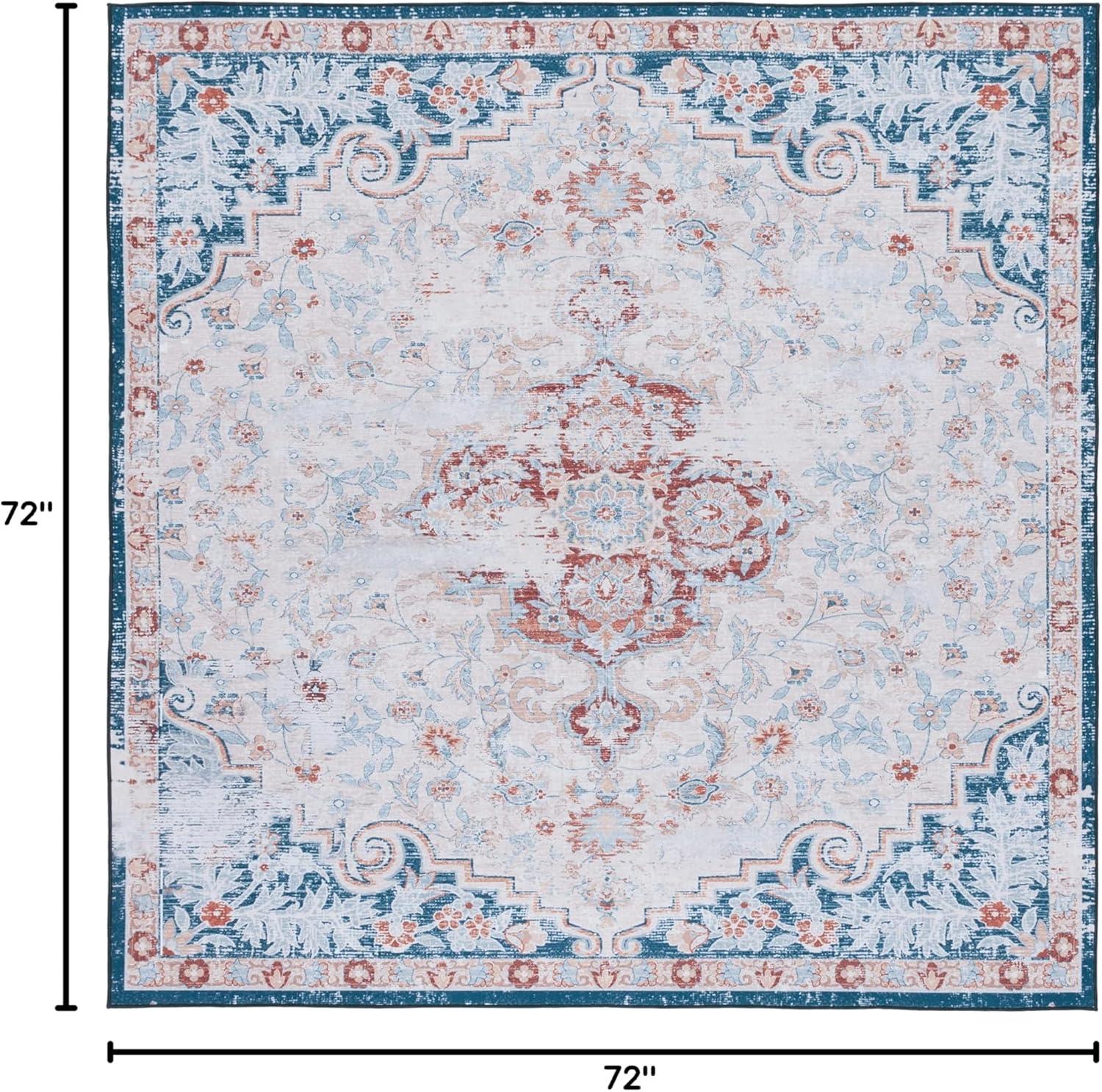 image:imageSAFAVIEH Washable Rug Tucson Collection 8 x 10 Grey amp Rust Slip Resistant amp Easy to Clean Ideal for Living Room Bedroom Dining Space TSN117FBeigeRust