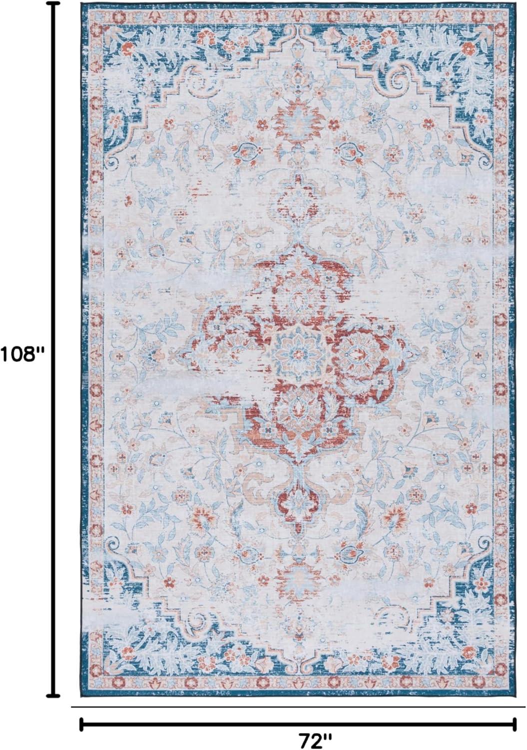 image:imageSAFAVIEH Washable Rug Tucson Collection 8 x 10 Grey amp Rust Slip Resistant amp Easy to Clean Ideal for Living Room Bedroom Dining Space TSN117FBeigeRust