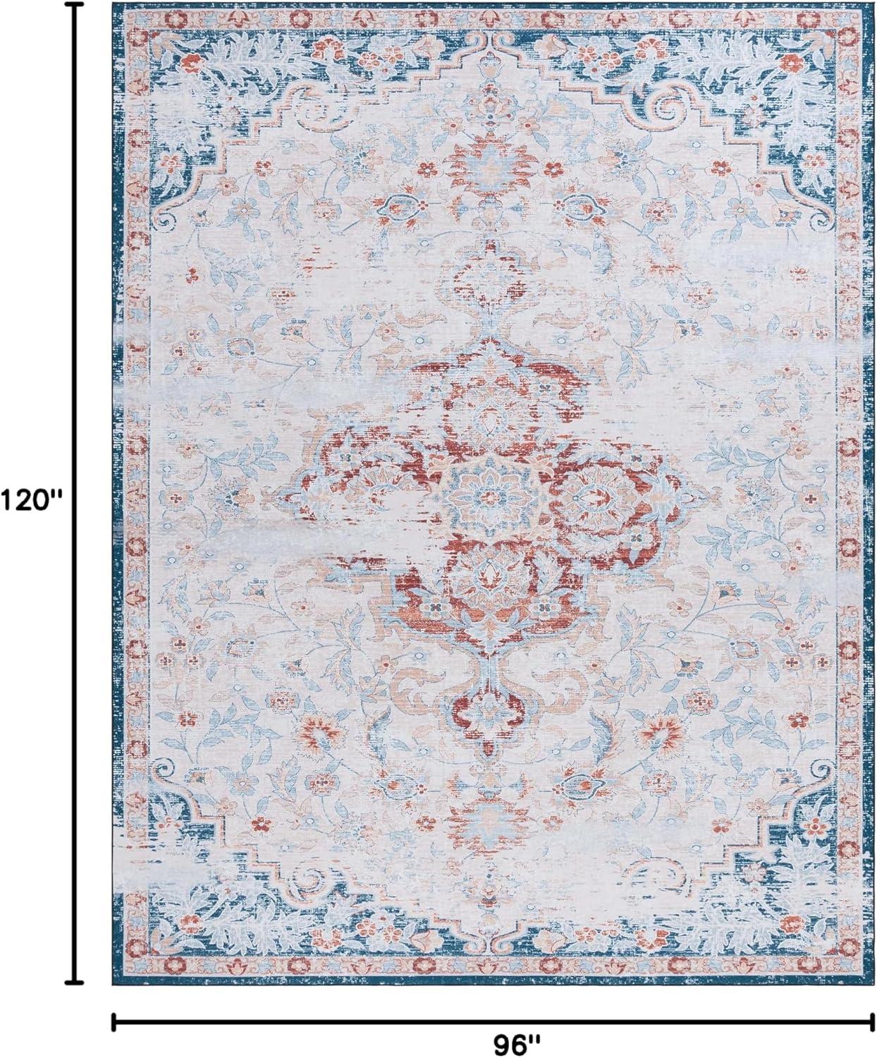 image:imageSAFAVIEH Washable Rug Tucson Collection 8 x 10 Grey amp Rust Slip Resistant amp Easy to Clean Ideal for Living Room Bedroom Dining Space TSN117FBeigeRust