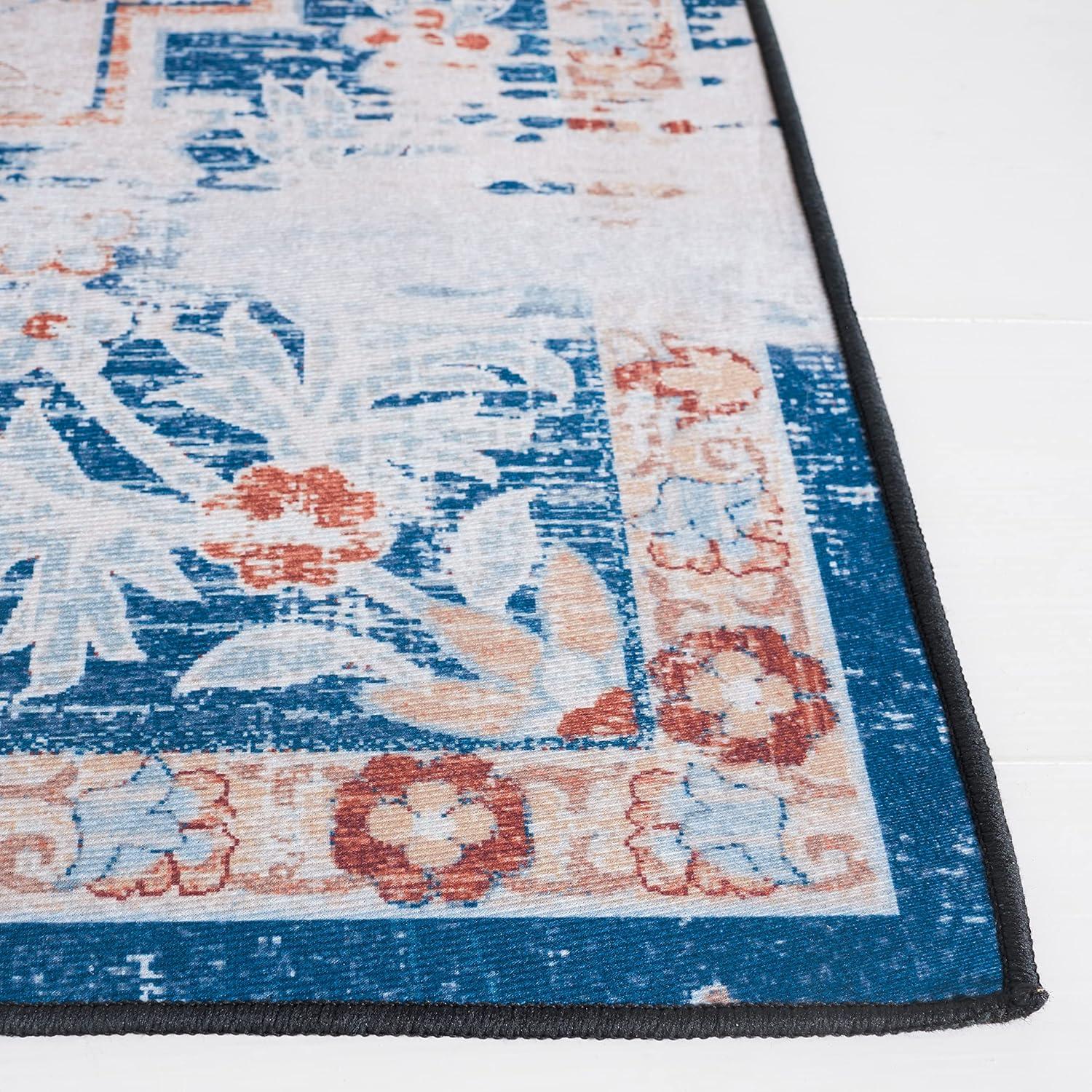 image:imageSAFAVIEH Washable Rug Tucson Collection 8 x 10 Grey amp Rust Slip Resistant amp Easy to Clean Ideal for Living Room Bedroom Dining Space TSN117FBeigeRust