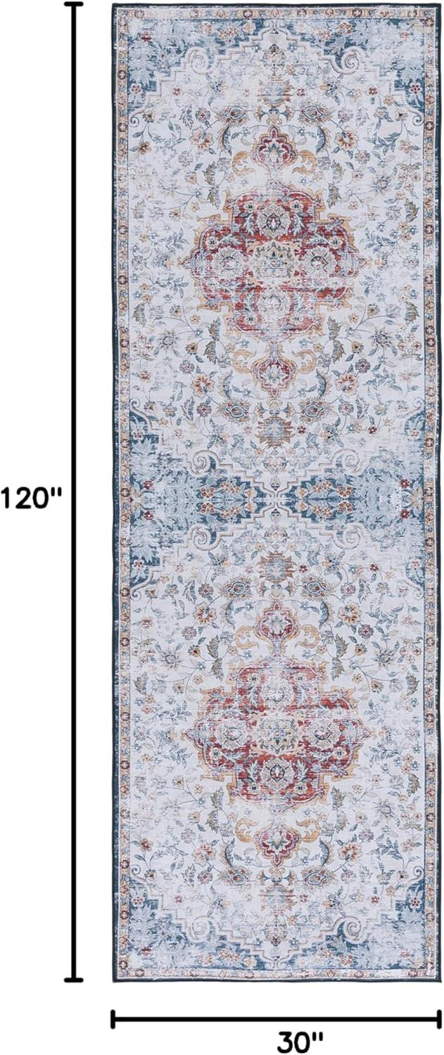 image:imageSAFAVIEH Washable Rug Tucson Collection 8 x 10 Grey amp Rust Slip Resistant amp Easy to Clean Ideal for Living Room Bedroom Dining Space TSN117FGreyRust