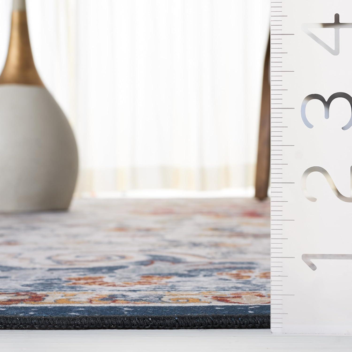 image:imageSAFAVIEH Washable Rug Tucson Collection 8 x 10 Grey amp Rust Slip Resistant amp Easy to Clean Ideal for Living Room Bedroom Dining Space TSN117FGreyRust