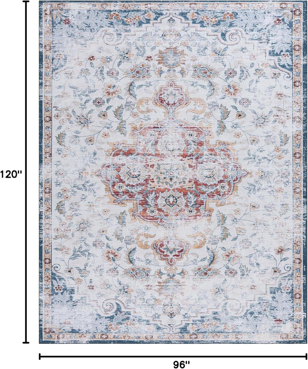 image:imageSAFAVIEH Washable Rug Tucson Collection 8 x 10 Grey amp Rust Slip Resistant amp Easy to Clean Ideal for Living Room Bedroom Dining Space TSN117FGreyRust