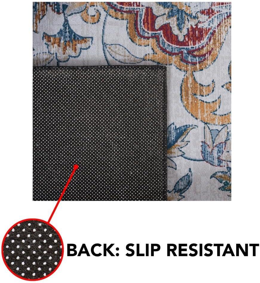 image:imageSAFAVIEH Washable Rug Tucson Collection 8 x 10 Grey amp Rust Slip Resistant amp Easy to Clean Ideal for Living Room Bedroom Dining Space TSN117FGreyRust